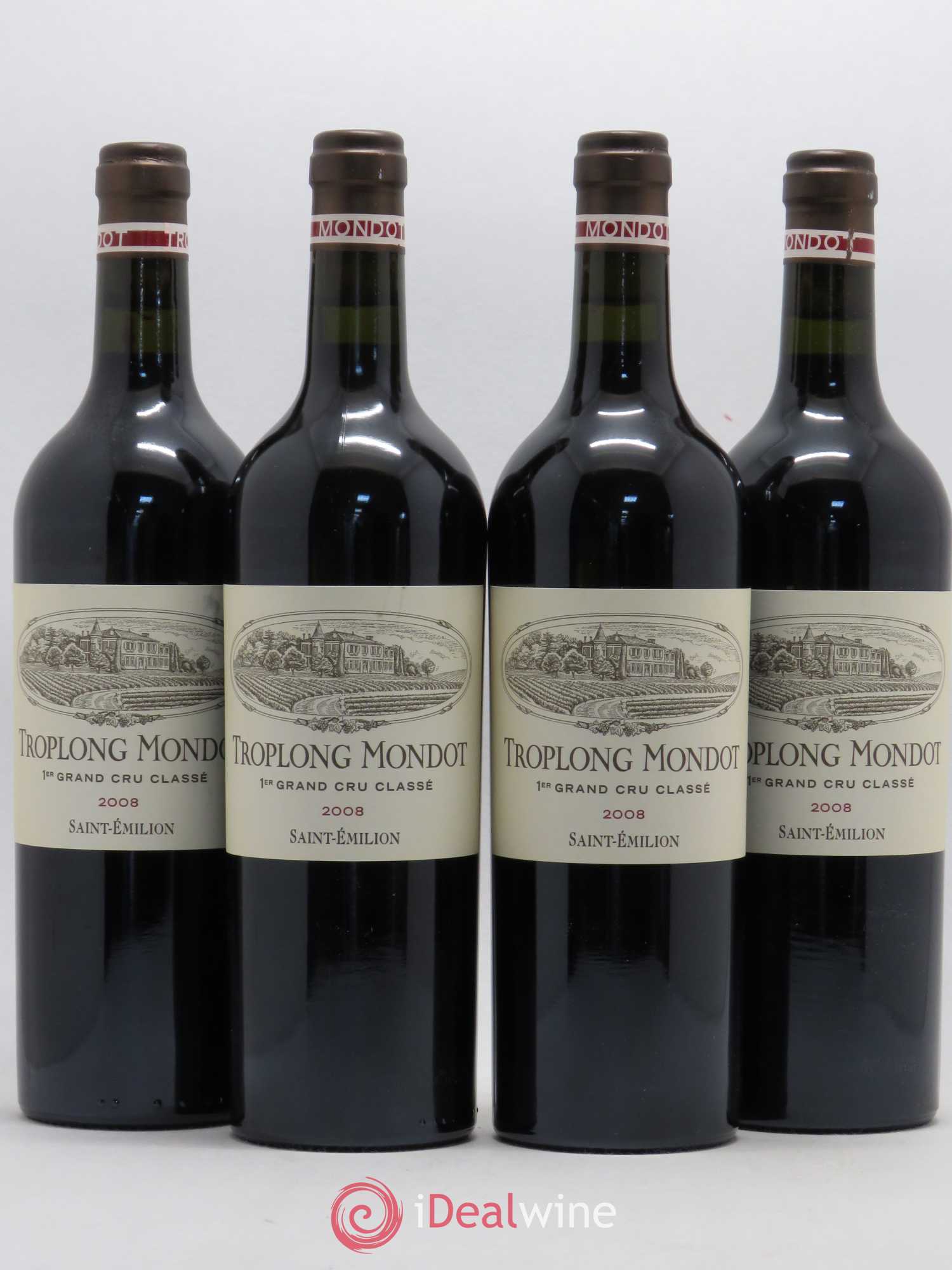 Château Troplong Mondot 1er Grand Cru Classé B 2008 - Lot de 4 bouteilles - 0