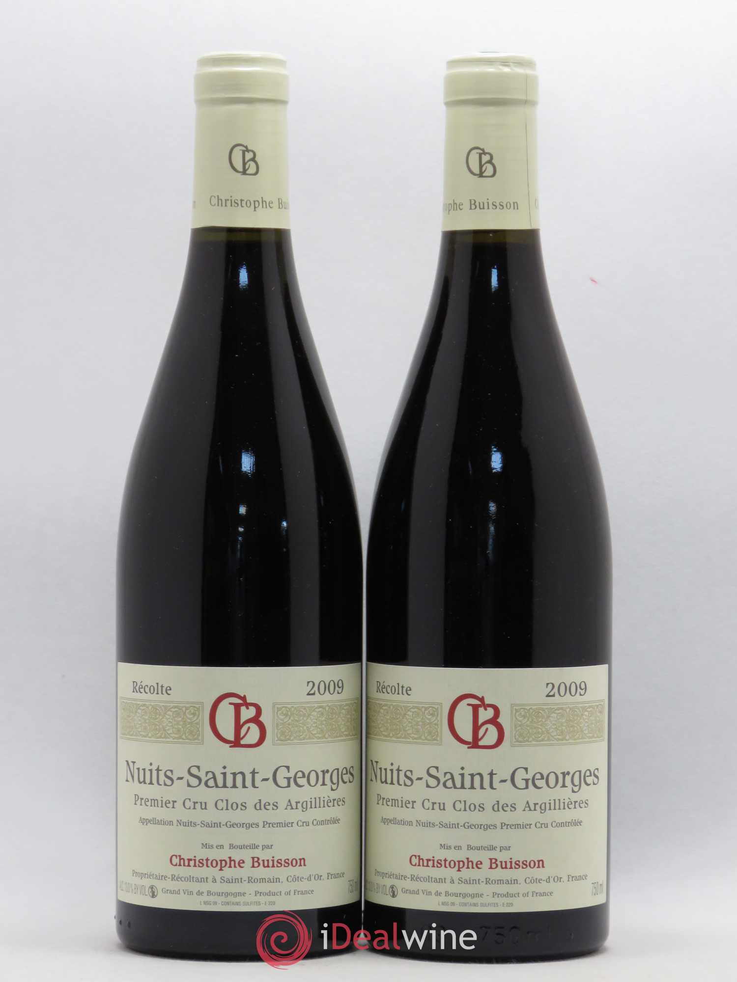 Nuits-Saint-Georges 1er Cru Clos des Argilières Christophe Buisson (sans prix de réserve) 2009 - Posten von 2 Flaschen - 0