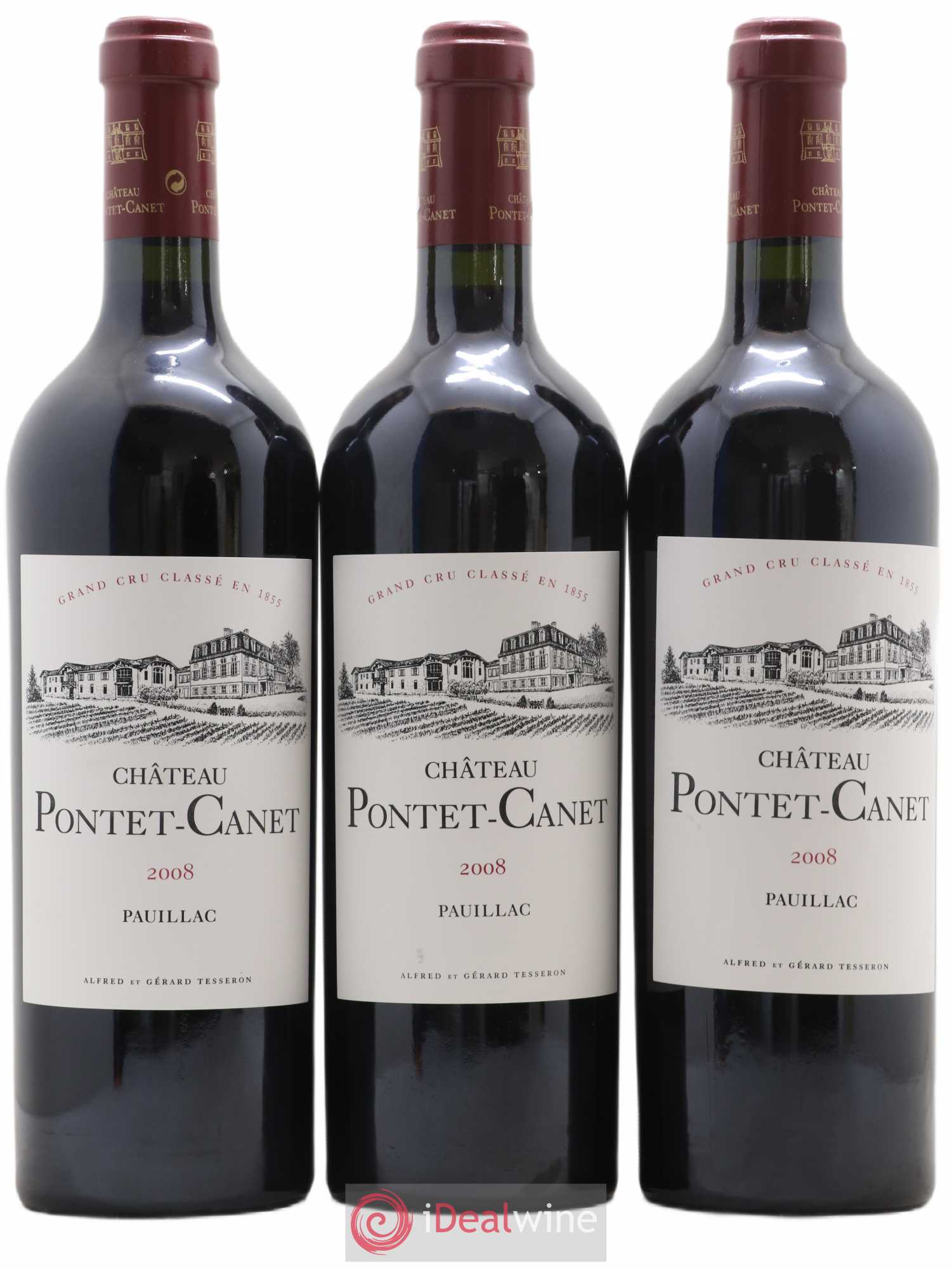 Château Pontet Canet 5ème Grand Cru Classé 2008 - Lot de 3 bouteilles - 0