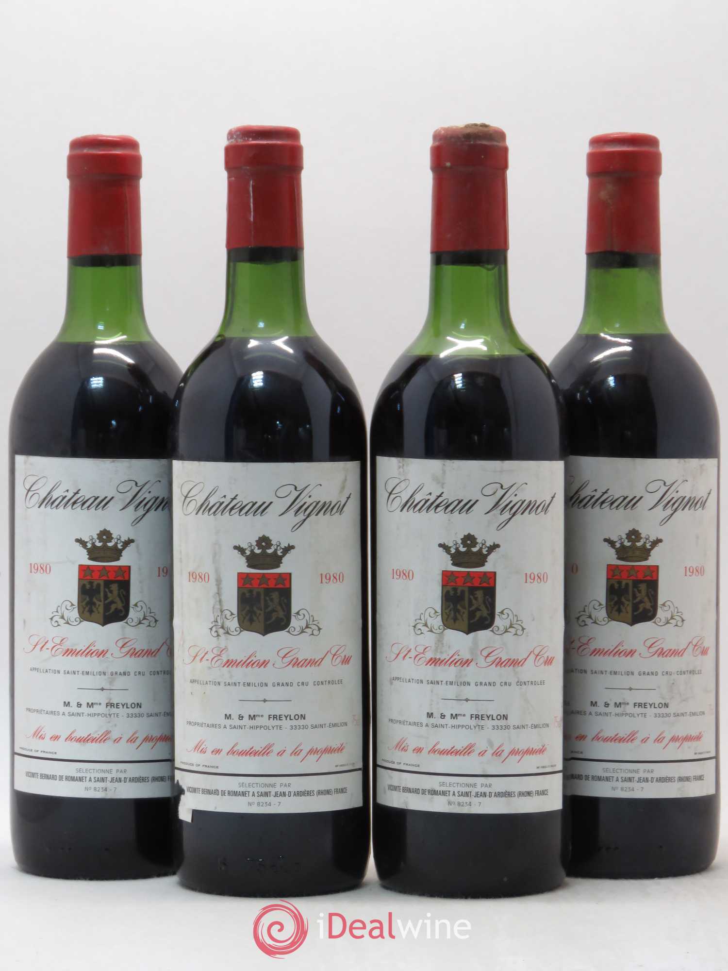 Saint-Émilion Grand Cru Chateau Vignot 1980 - Lot de 4 bouteilles - 0