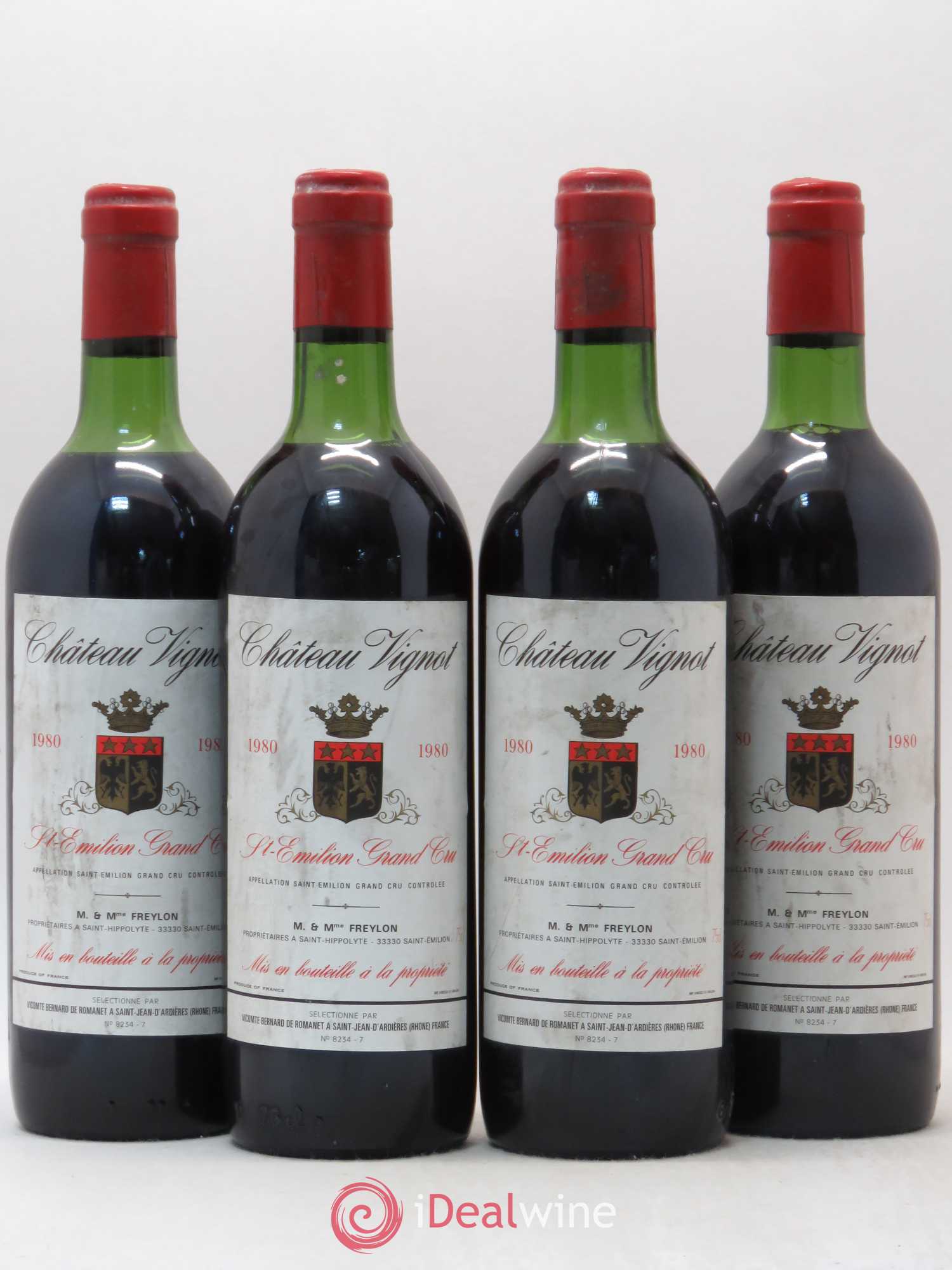 Saint-Émilion Grand Cru Chateau Vignot 1980 - Lot de 4 bouteilles - 0