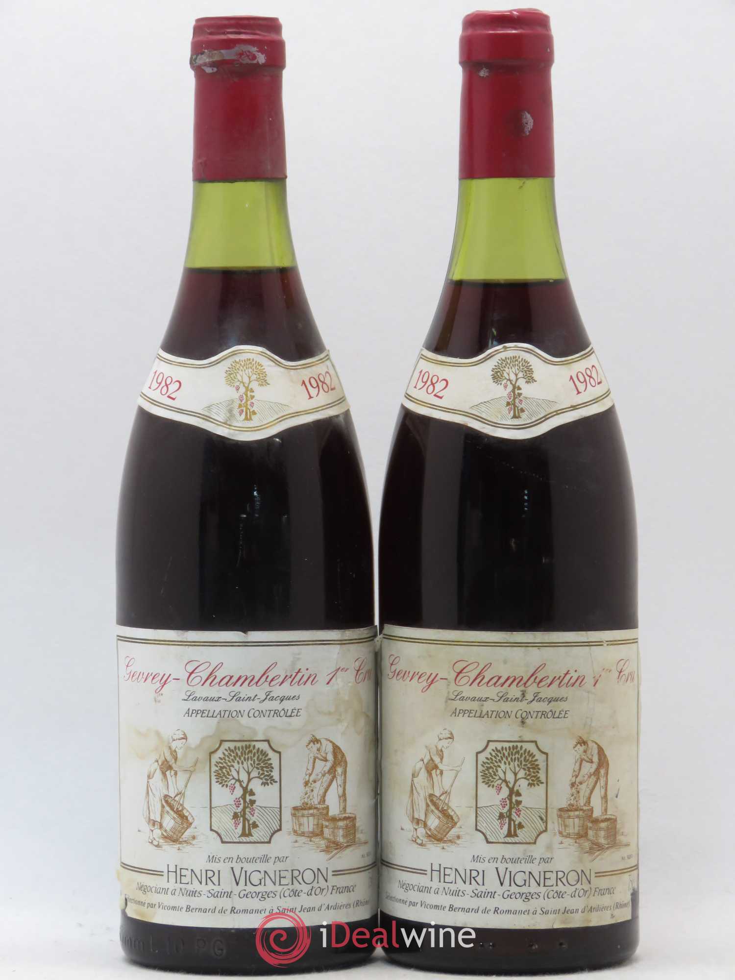 Gevrey-Chambertin 1er Cru Lavaux Saint Jacques Henri Vigneron 1982 - Posten von 2 Flaschen - 0