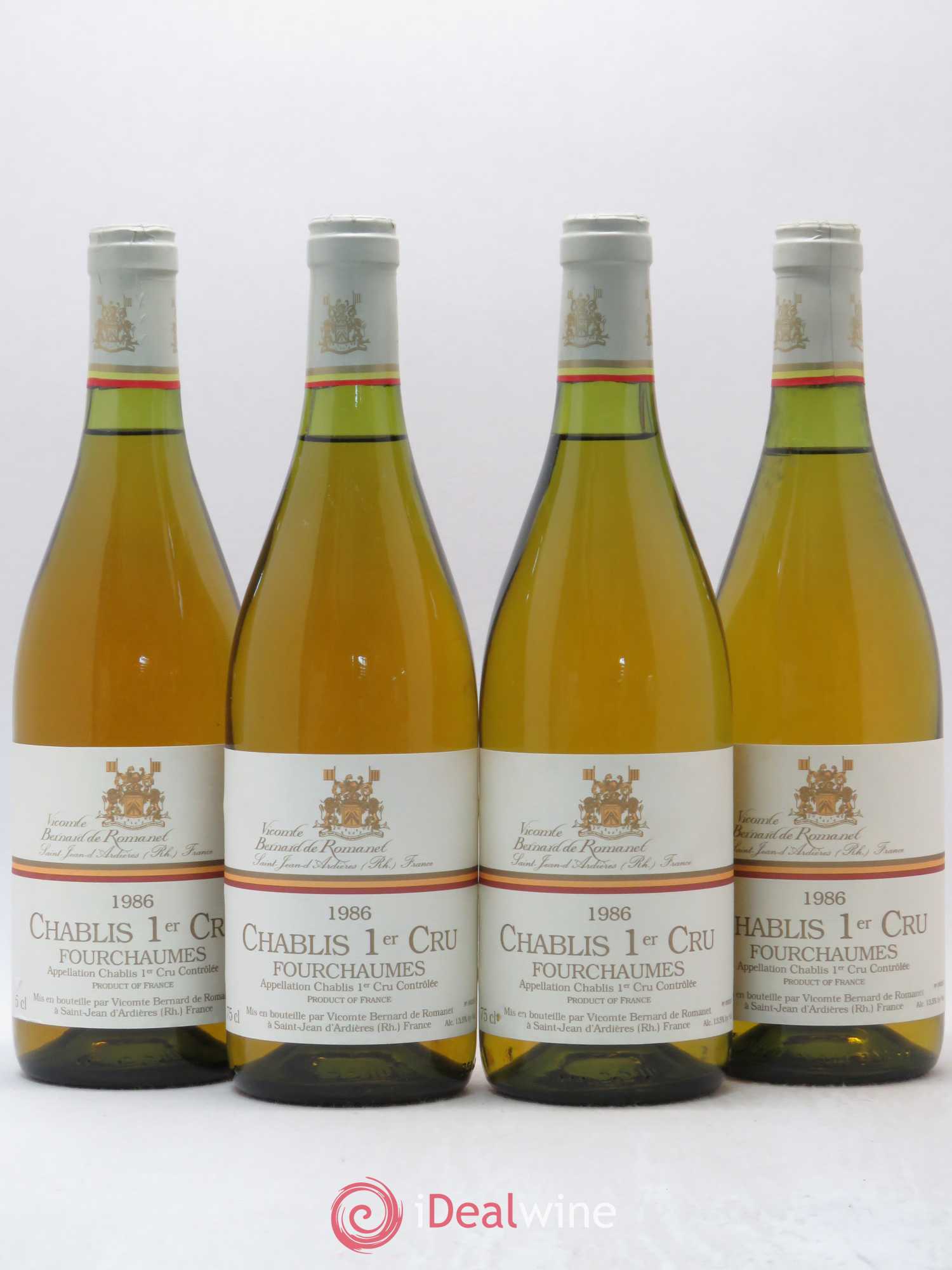 Chablis 1er Cru Fourchaumes Viscomte Bernard De Romanet 1986 - Posten von 4 Flaschen - 0