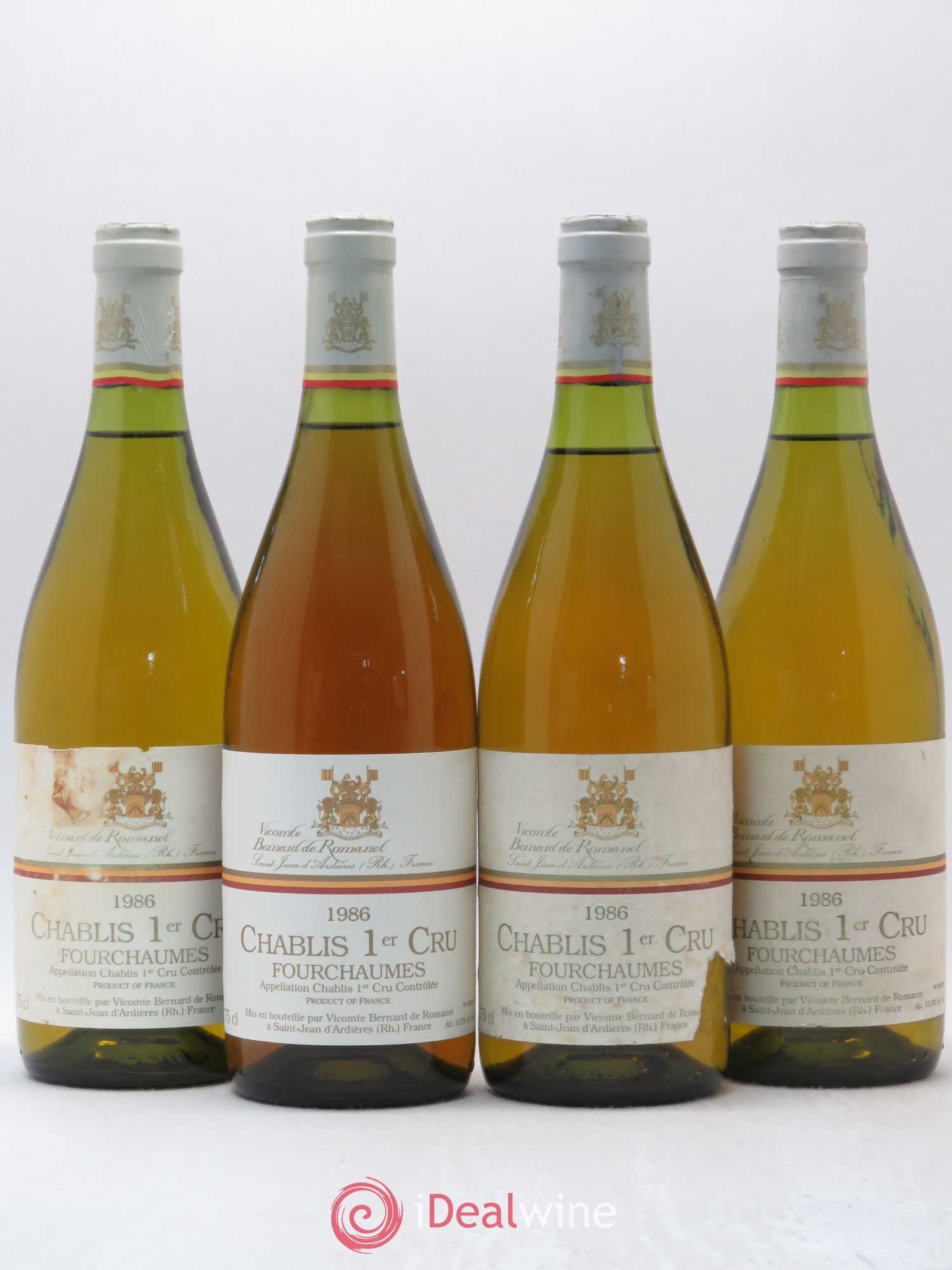 Chablis 1er Cru Fourchaumes Viscomte Bernard De Romanet 1986 - Posten von 4 Flaschen - 0
