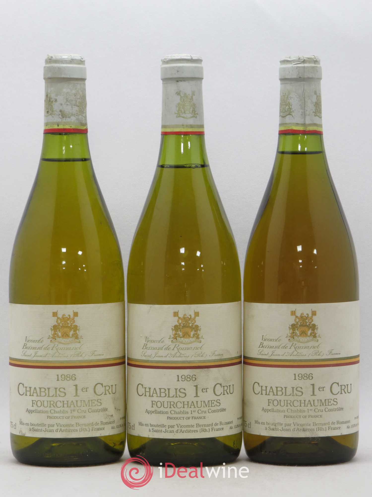 Chablis 1er Cru Fourchaumes Vicomte de Romanet 1986 - Posten von 3 Flaschen - 0
