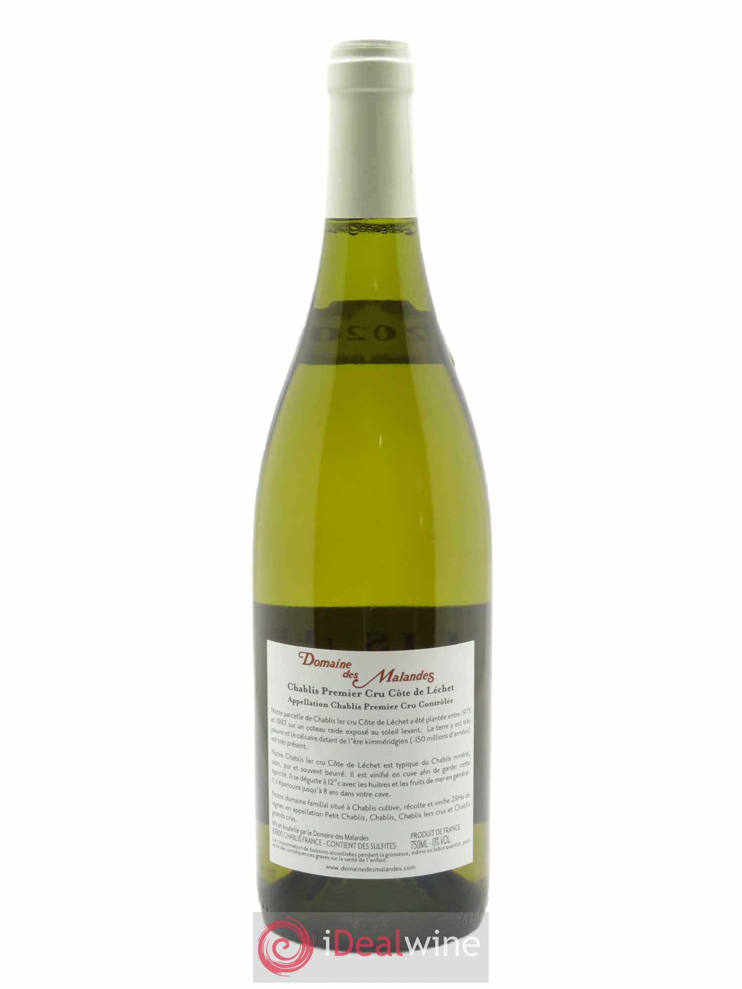 Chablis 1er Cru Côte de lechet Domaine des Malandes 2020 - Lot de 1 bouteille - 1