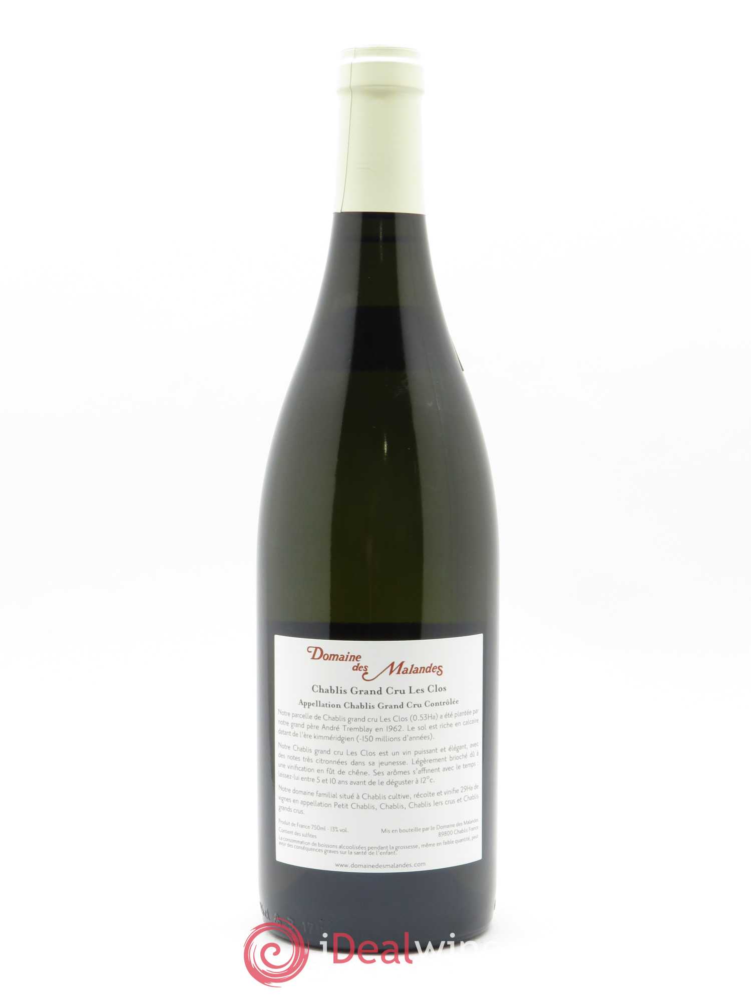 Chablis Grand Cru Les Clos Domaine des Malandes 2018 - Lot de 1 bouteille - 1