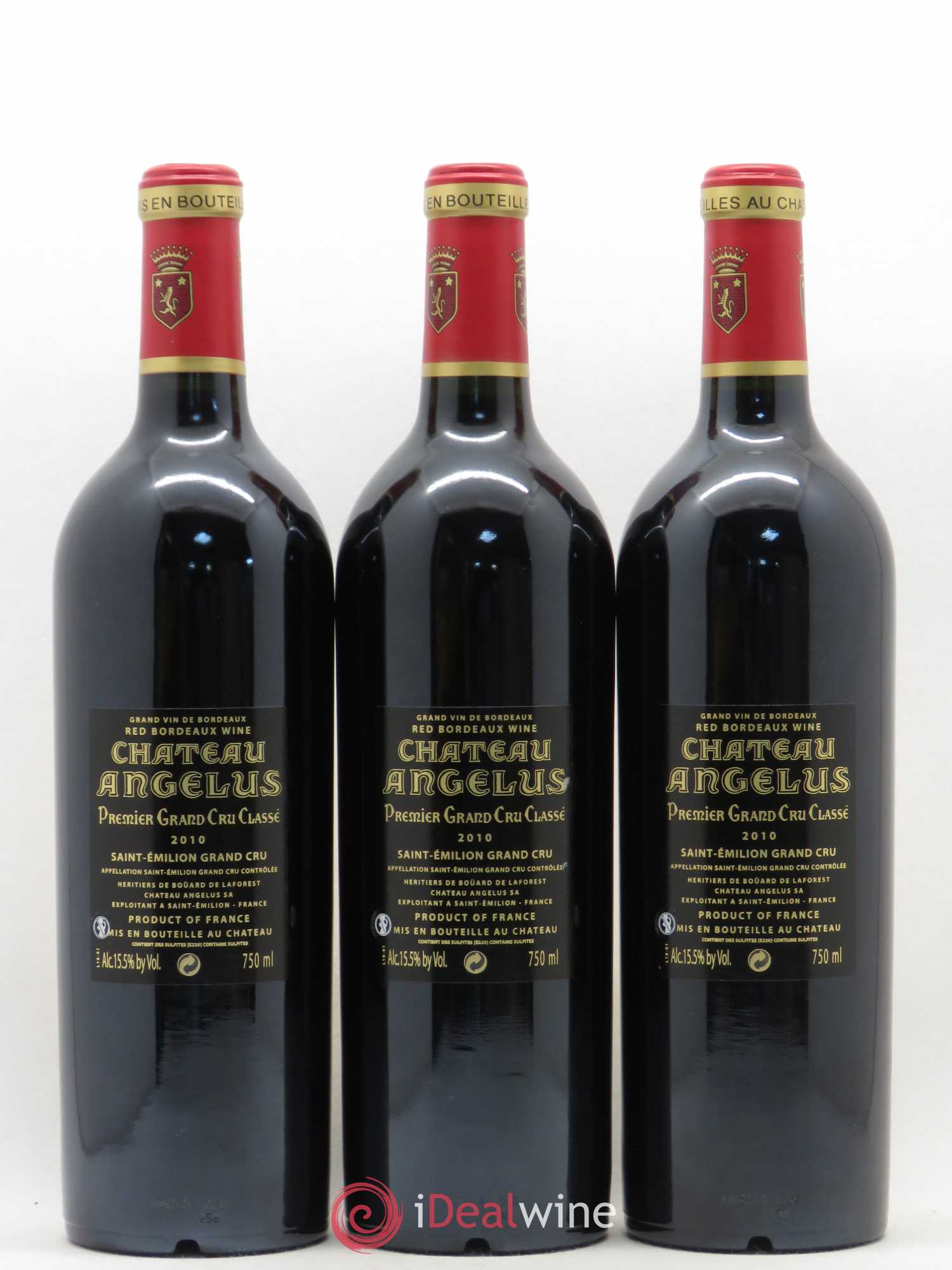 Château Angélus 1er Grand Cru Classé A 2010 - Lot de 3 bouteilles - 1