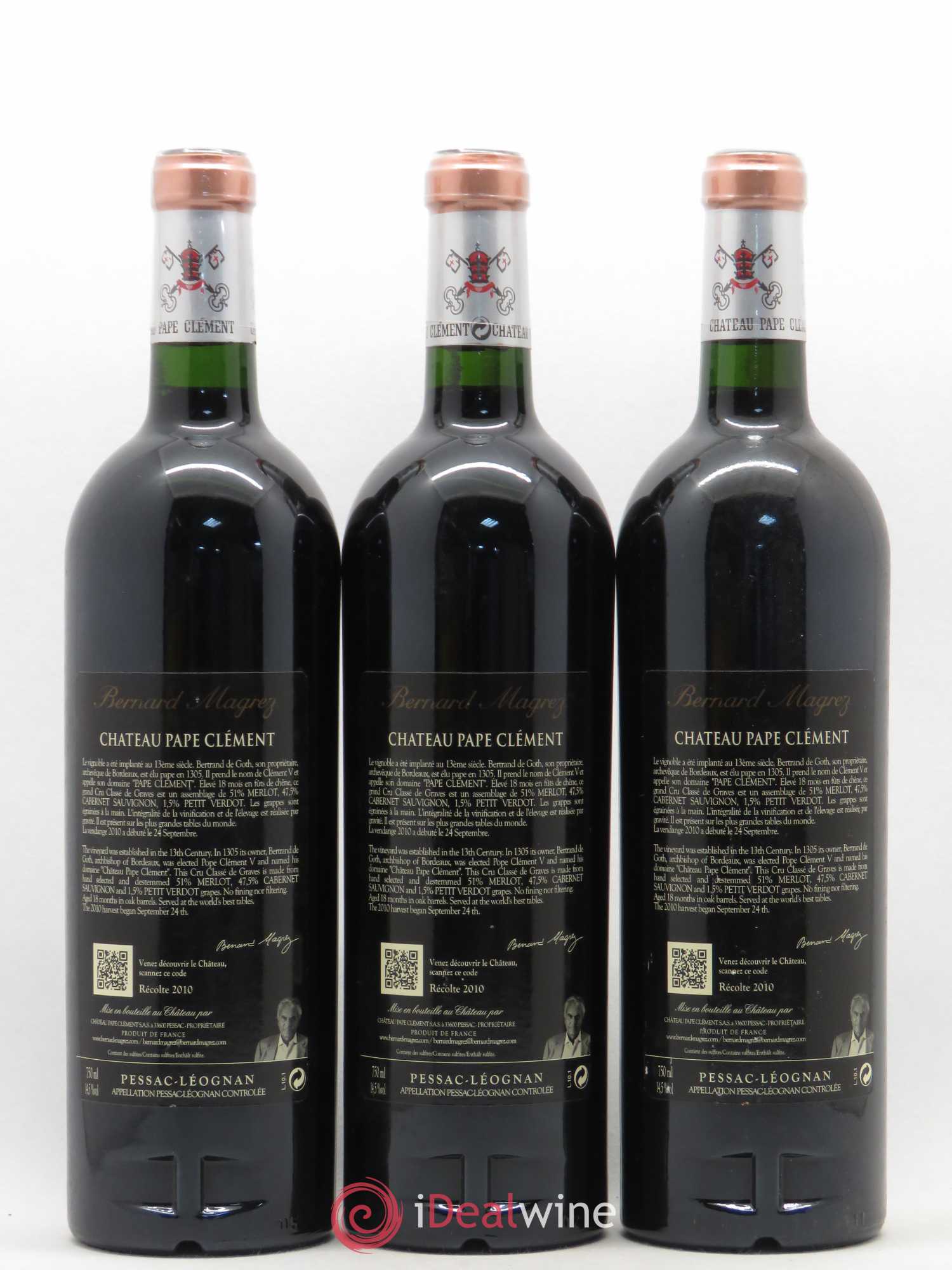 Château Pape Clément Cru Classé de Graves 2010 - Lot de 3 bouteilles - 1