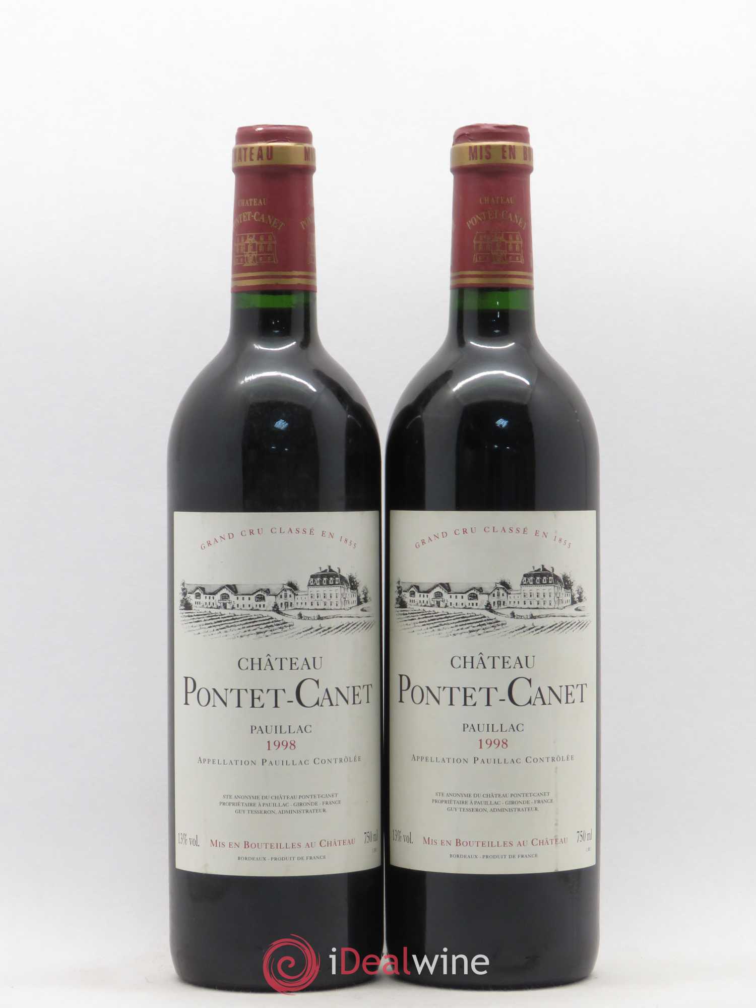 Château Pontet Canet 5ème Grand Cru Classé 1998 - Lot de 2 bouteilles - 0