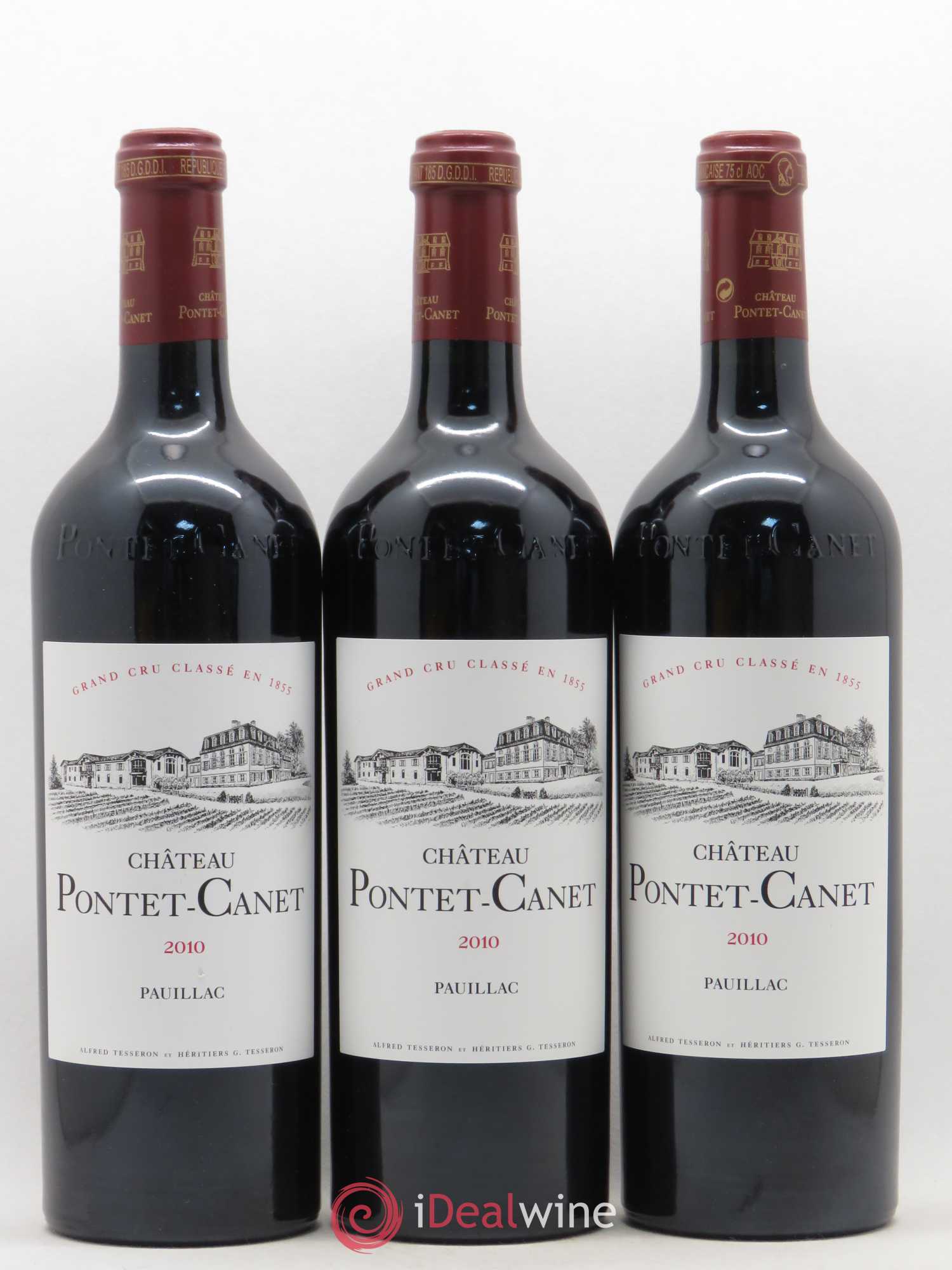 Château Pontet Canet 5ème Grand Cru Classé 2010 - Lot de 3 bouteilles - 0