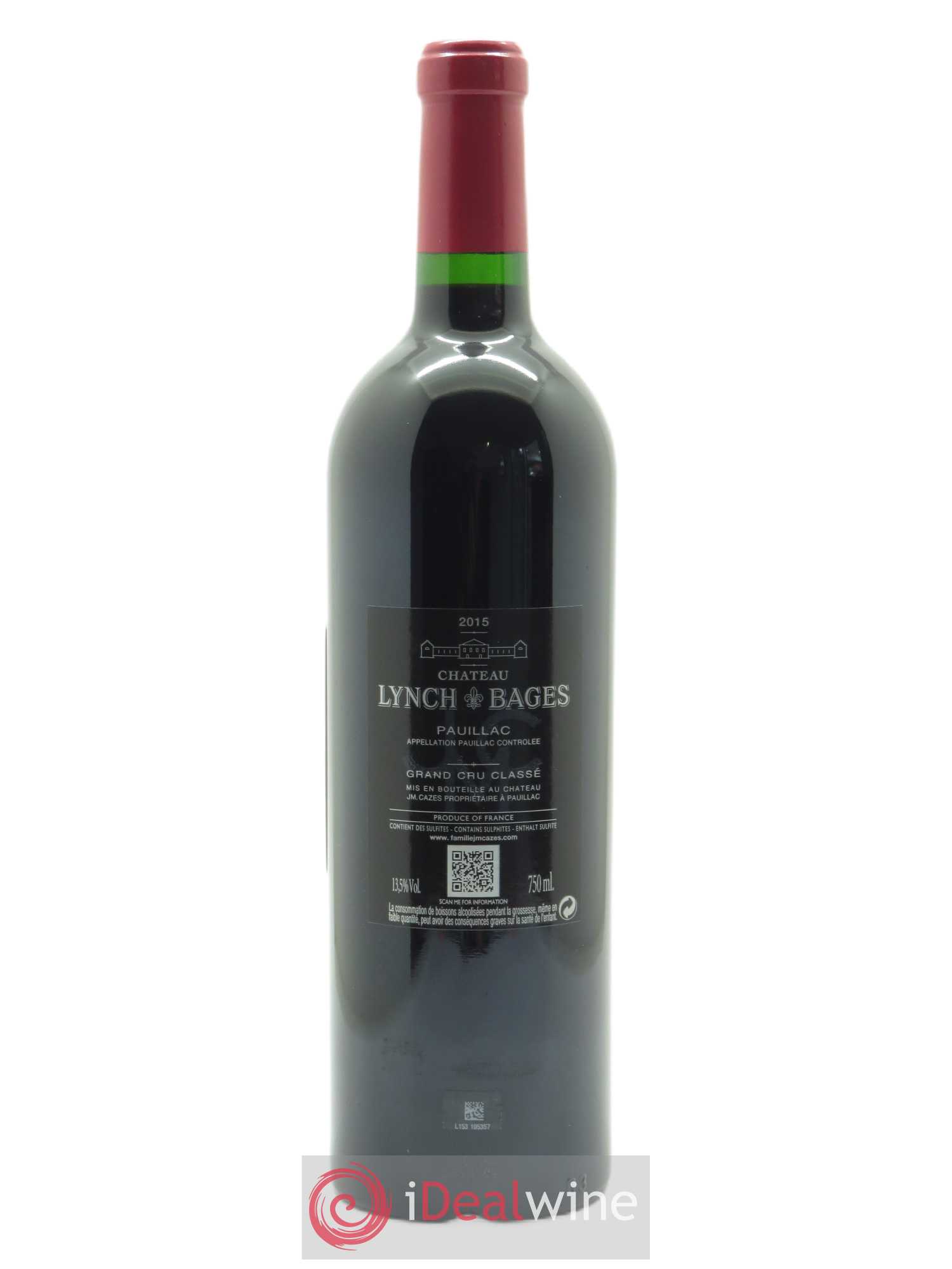 Château Lynch Bages 5ème Grand Cru Classé (CBO à partir de 12 bts) 2015 - Lot de 1 bouteille - 1