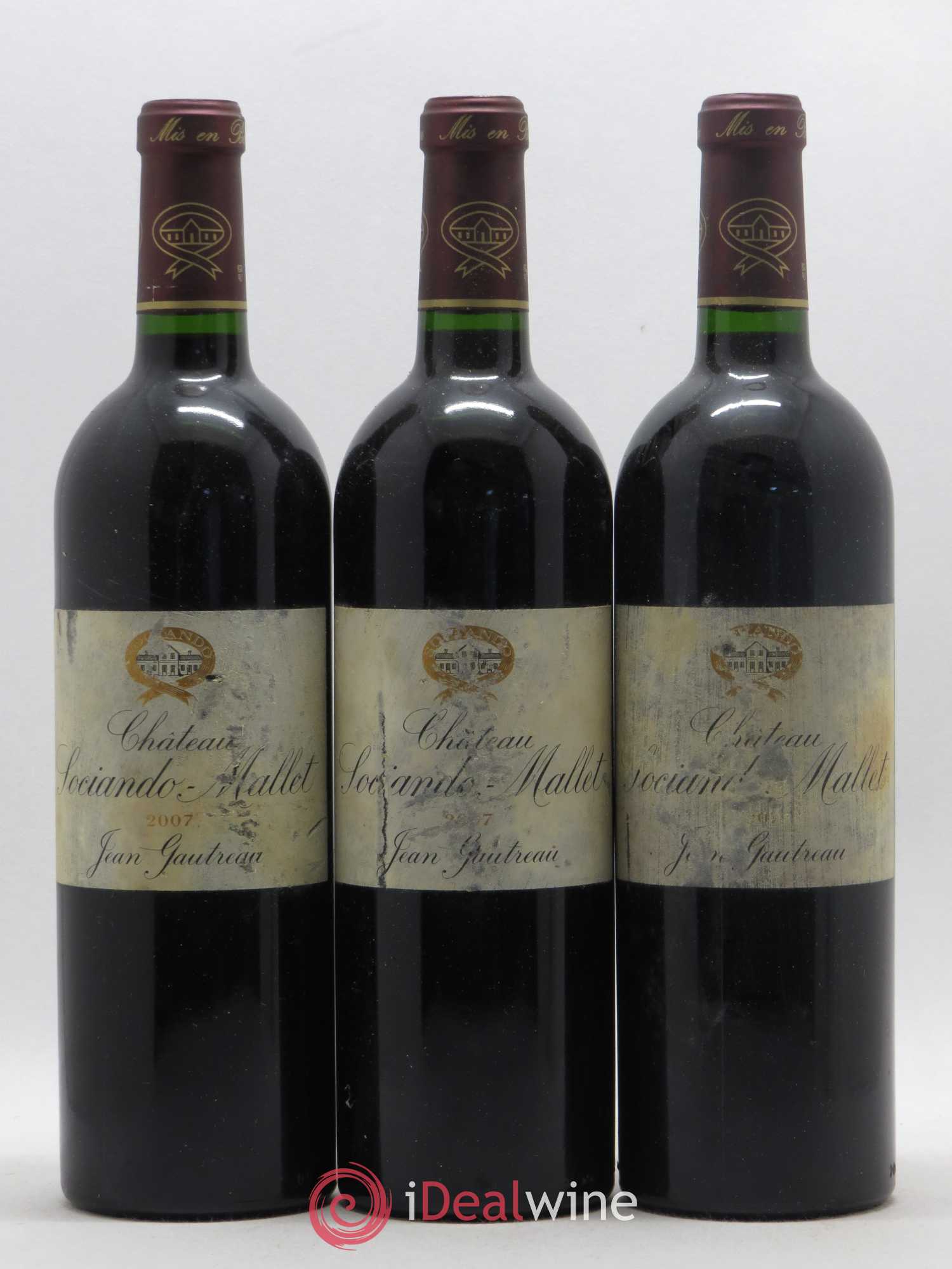 Château Sociando Mallet 2007 - Lot de 3 bouteilles - 0