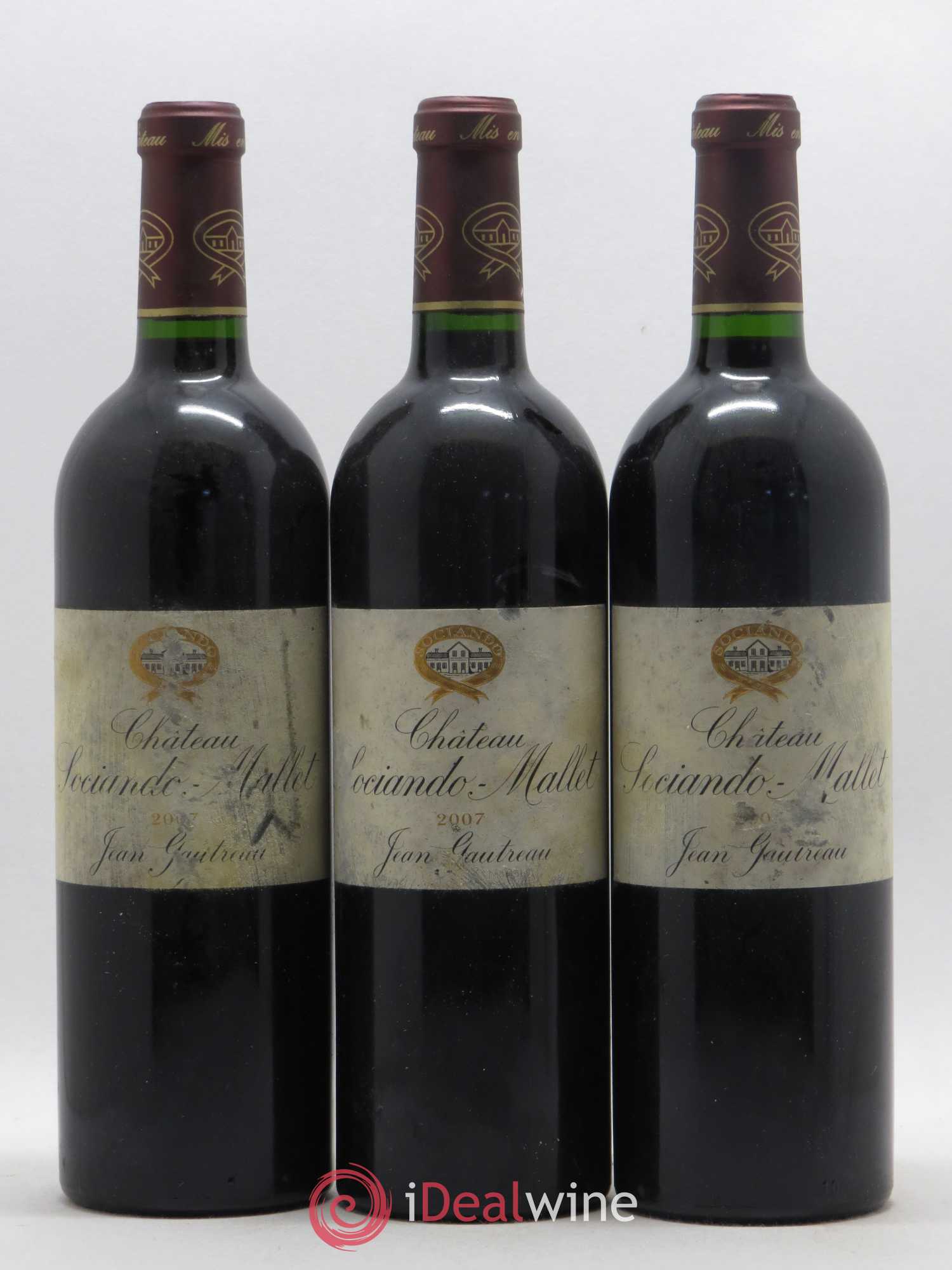 Château Sociando Mallet 2007 - Lot de 3 bouteilles - 0