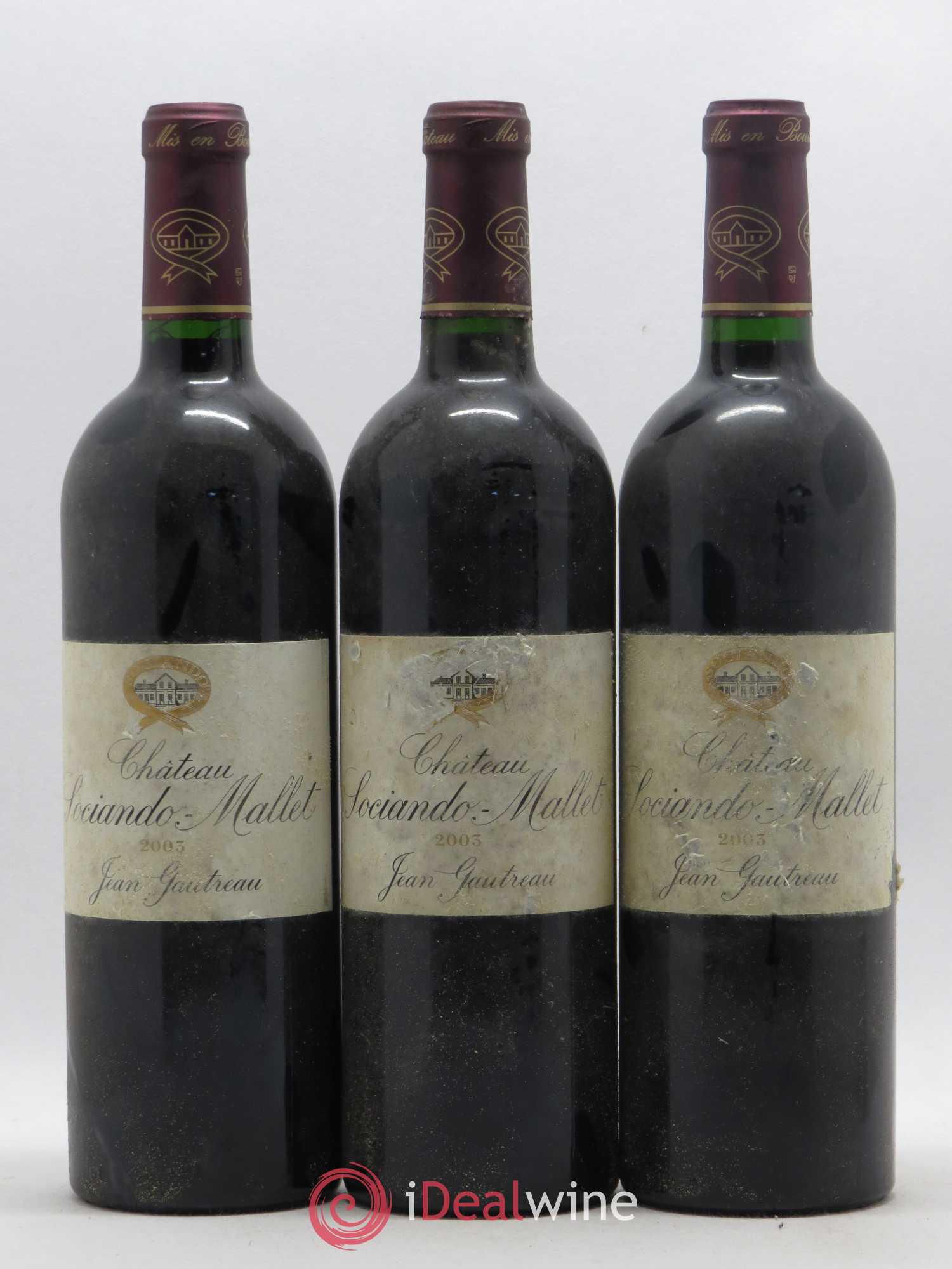 Château Sociando Mallet 2003 - Lot de 3 bouteilles - 0