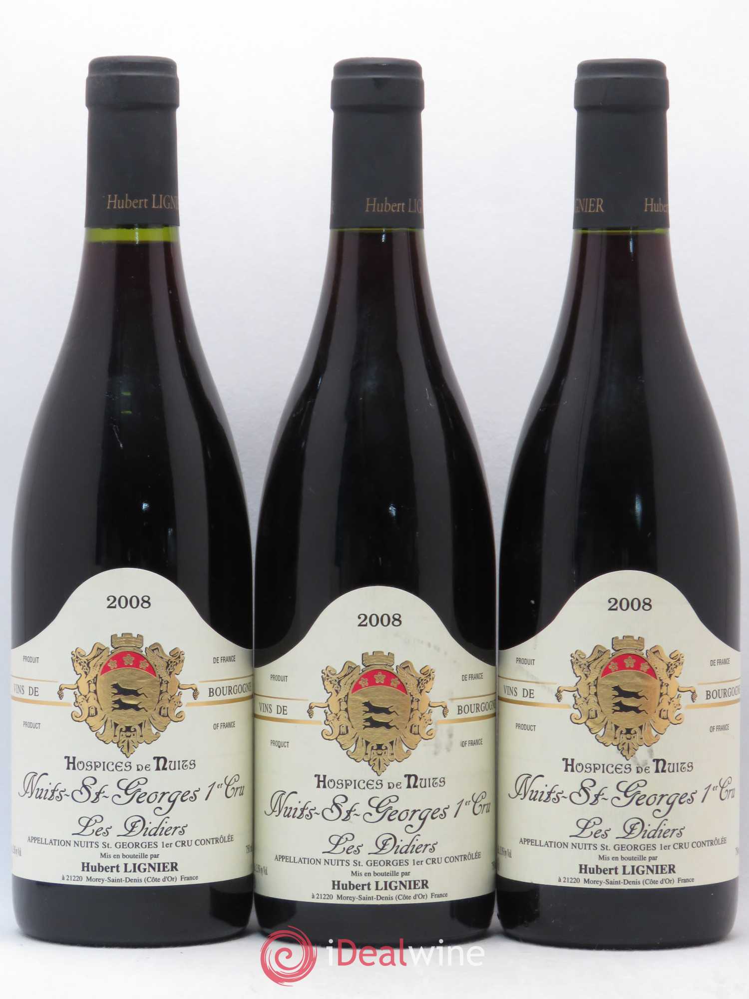 Nuits-Saint-Georges 1er Cru Les Didiers Hospices de Nuits Hubert Lignier (Domaine) 1er cru 2008 - Lot de 3 bouteilles - 0