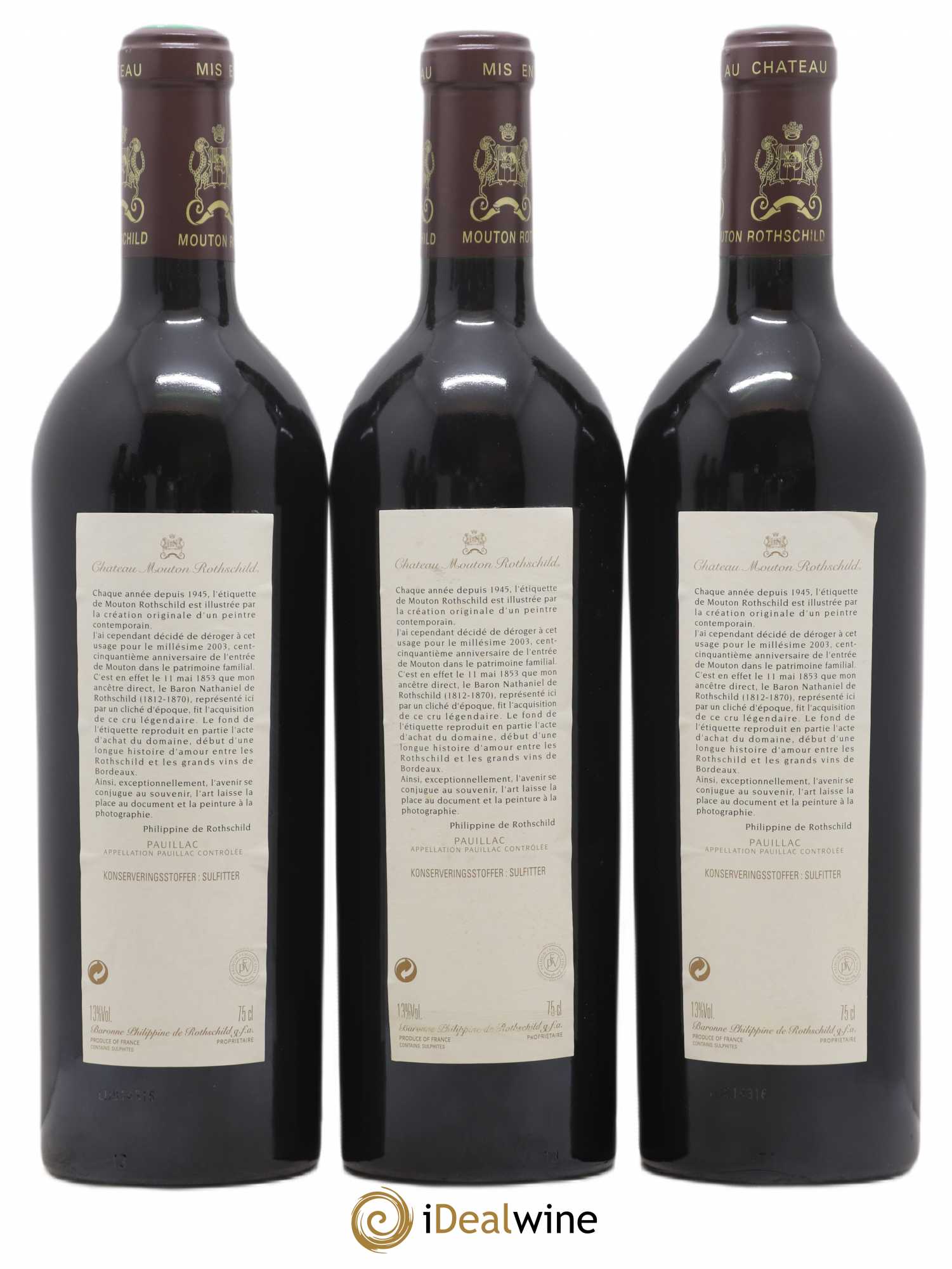 Château Mouton Rothschild 1er Grand Cru Classé 2003 - Lot de 6 bouteilles - 2
