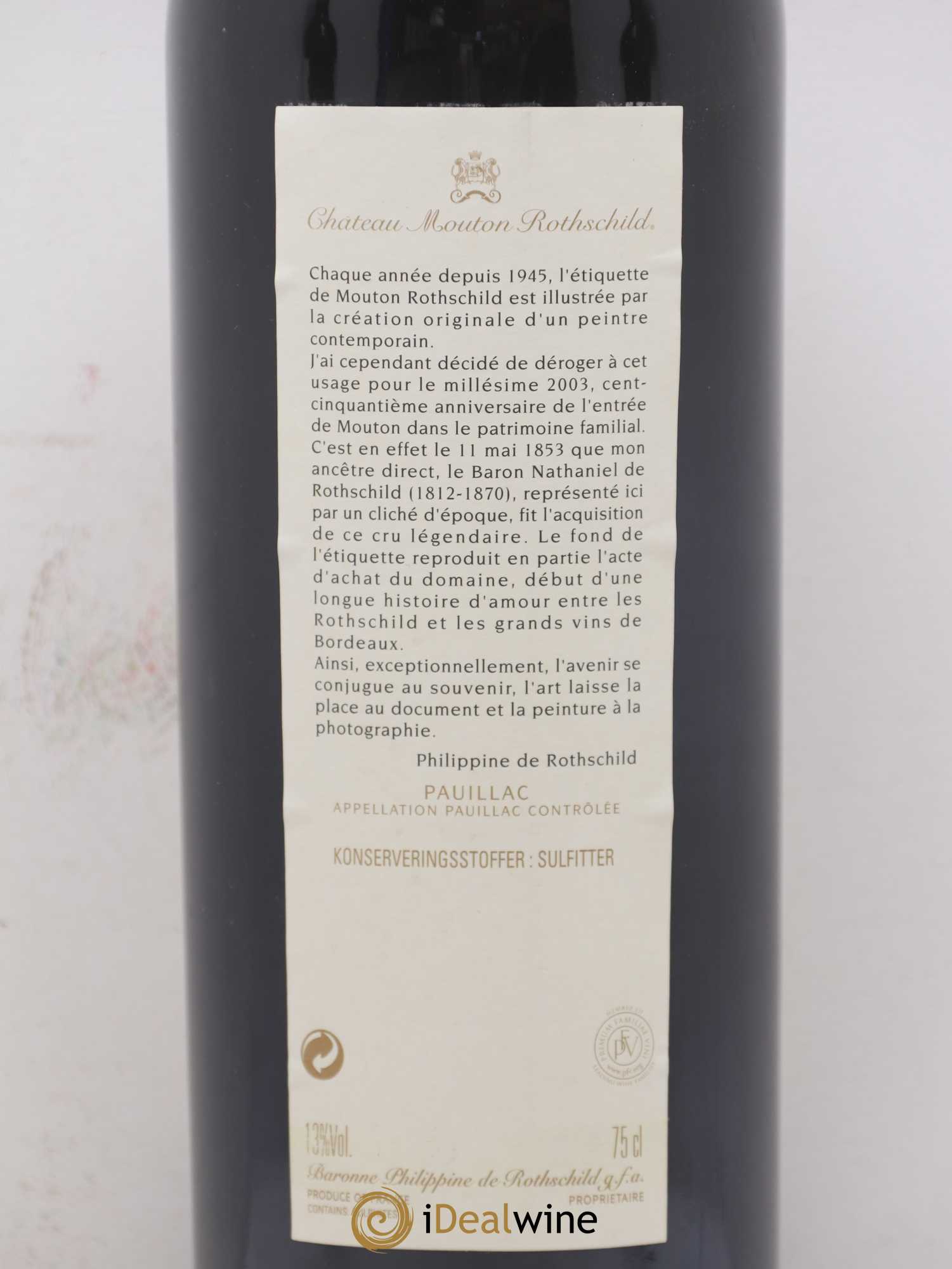 Château Mouton Rothschild 1er Grand Cru Classé 2003 - Lot de 6 bouteilles - 8