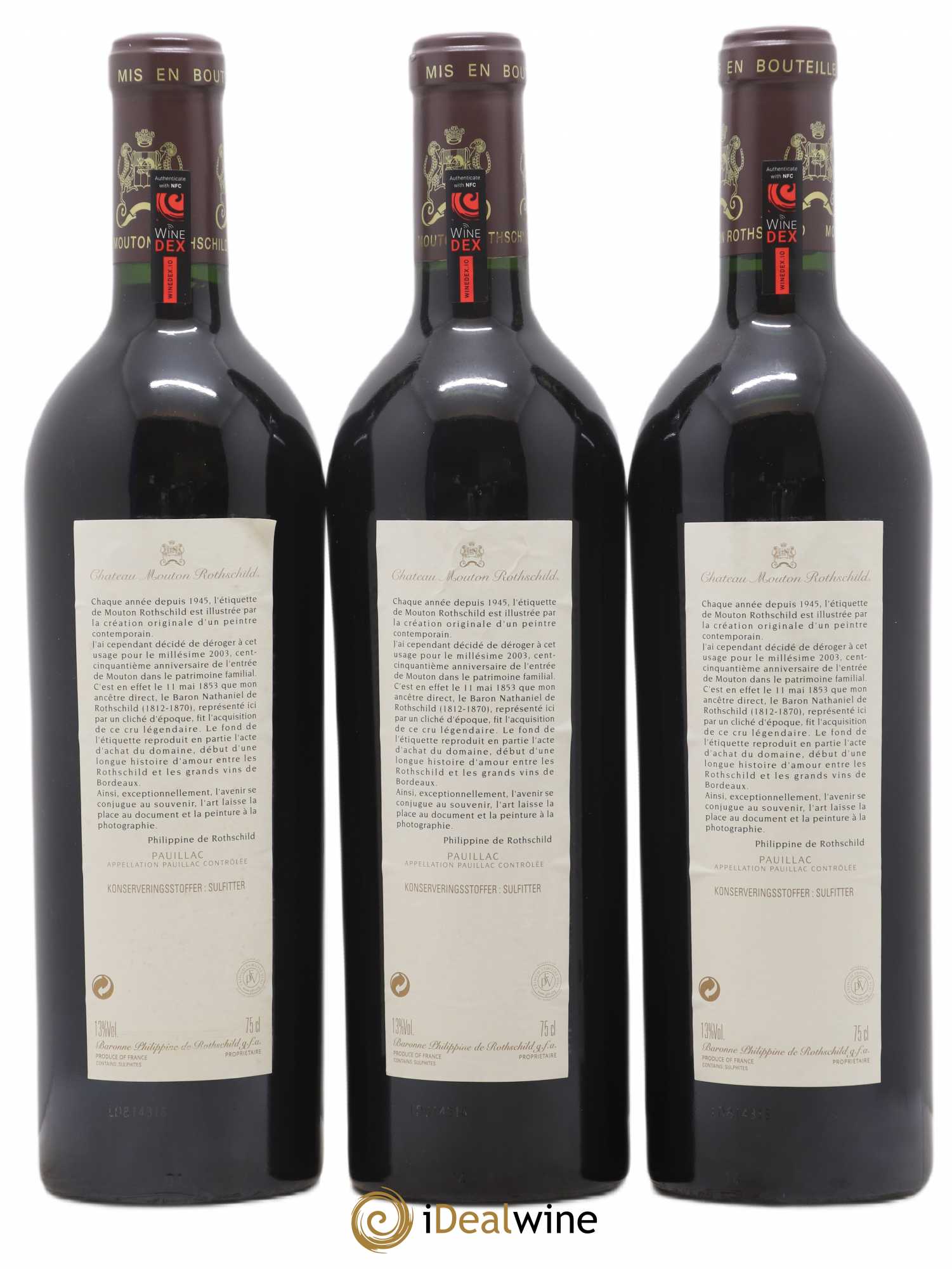 Château Mouton Rothschild 1er Grand Cru Classé 2003 - Lot de 3 bouteilles - 1