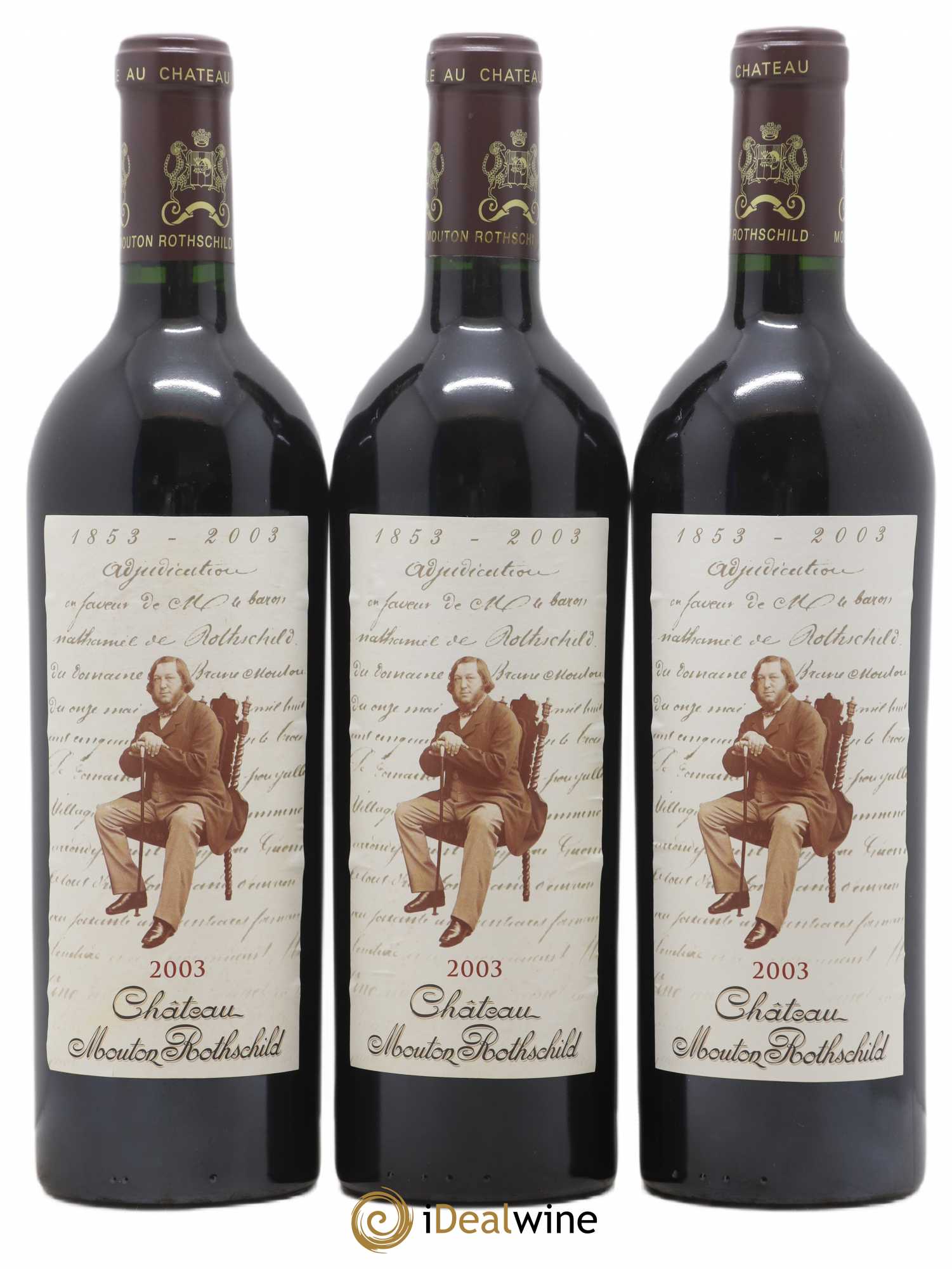 Château Mouton Rothschild 1er Grand Cru Classé 2003 - Lot de 3 bouteilles - 0