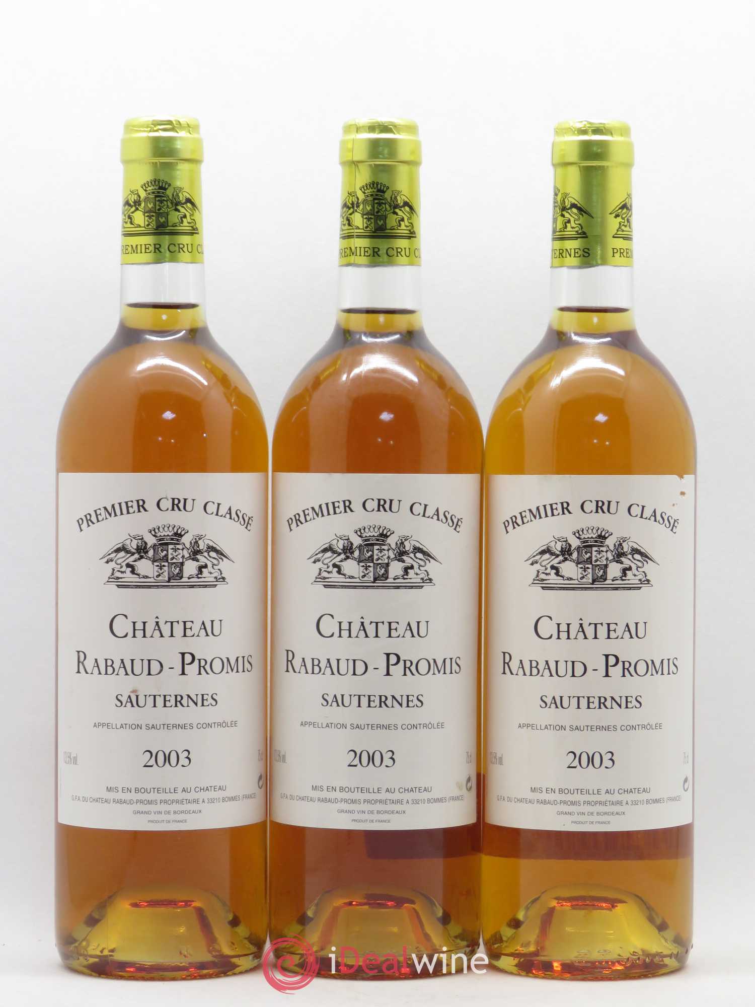 Château Rabaud Promis 1er Grand Cru Classé 2003 - Lotto di 3 bottiglie - 0