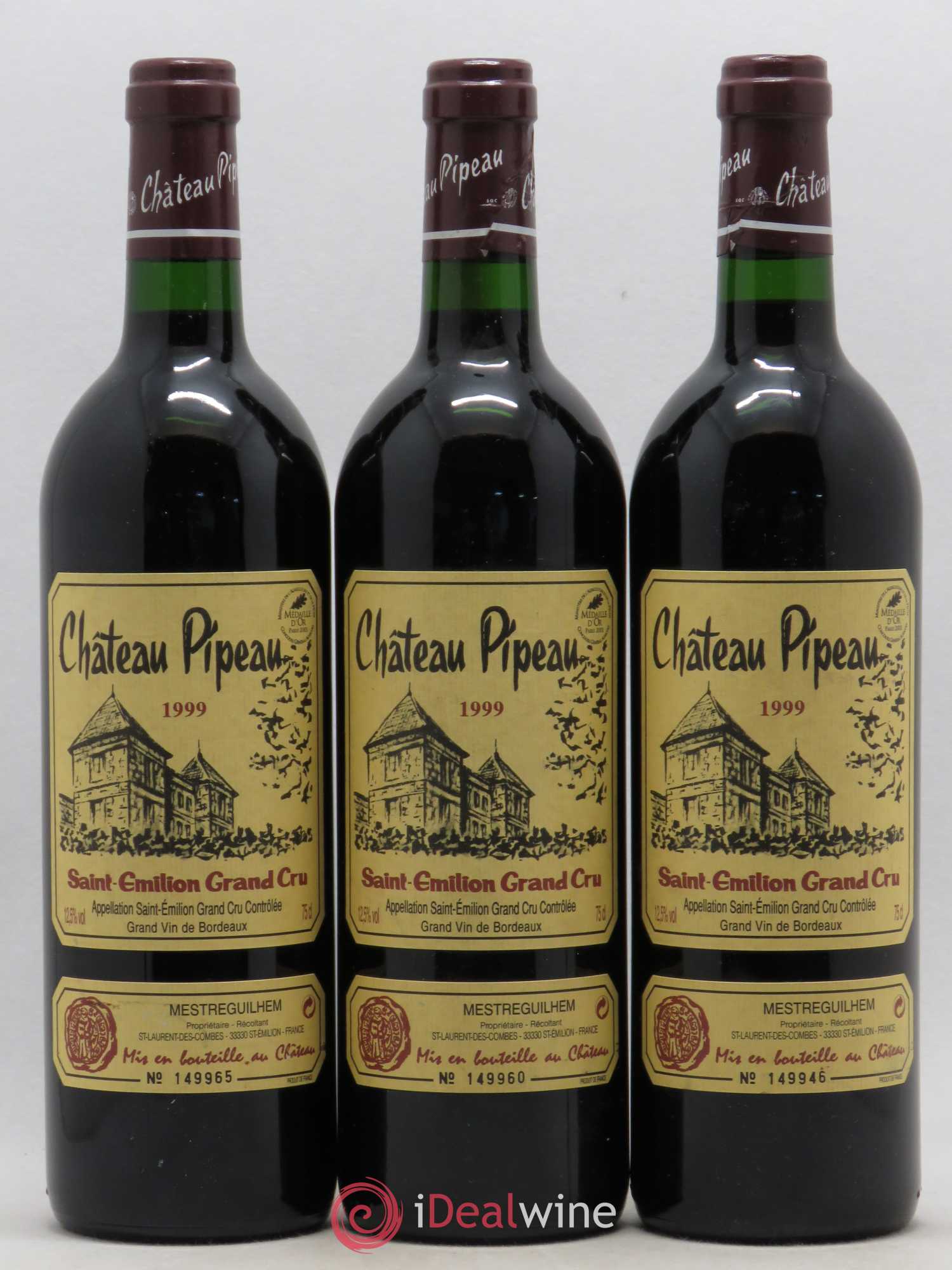 Château Pipeau 1999 - Lot de 3 bouteilles - 0