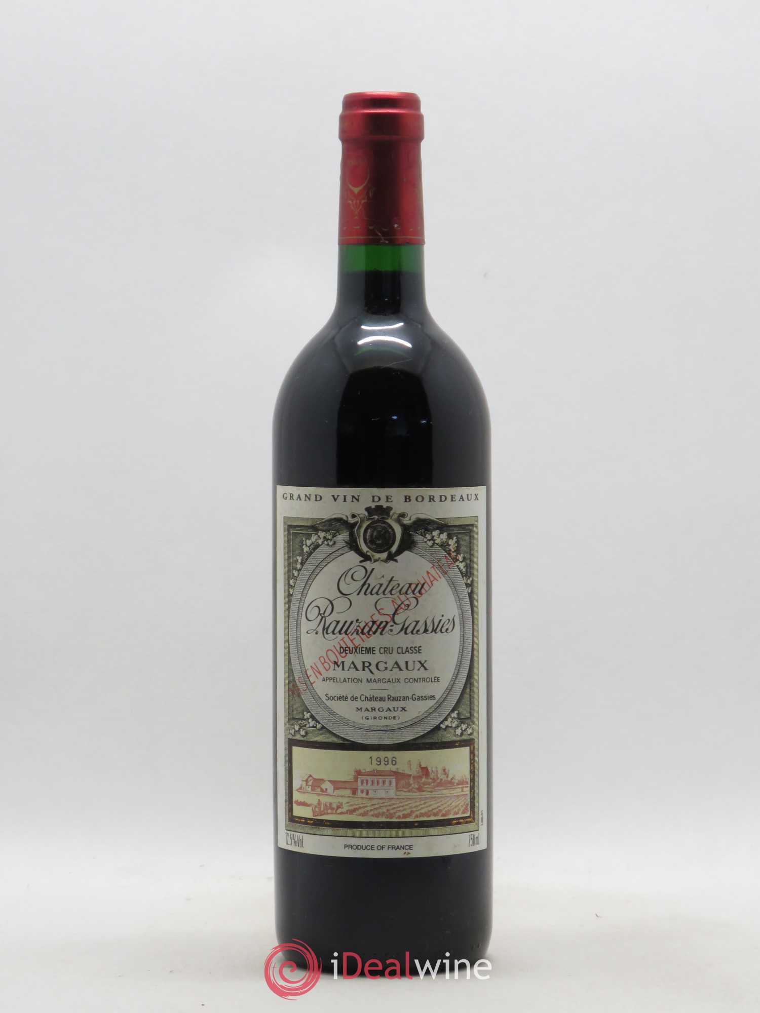 Château Rauzan-Gassies 2ème Grand Cru Classé 1996 - Lot de 1 bouteille - 0