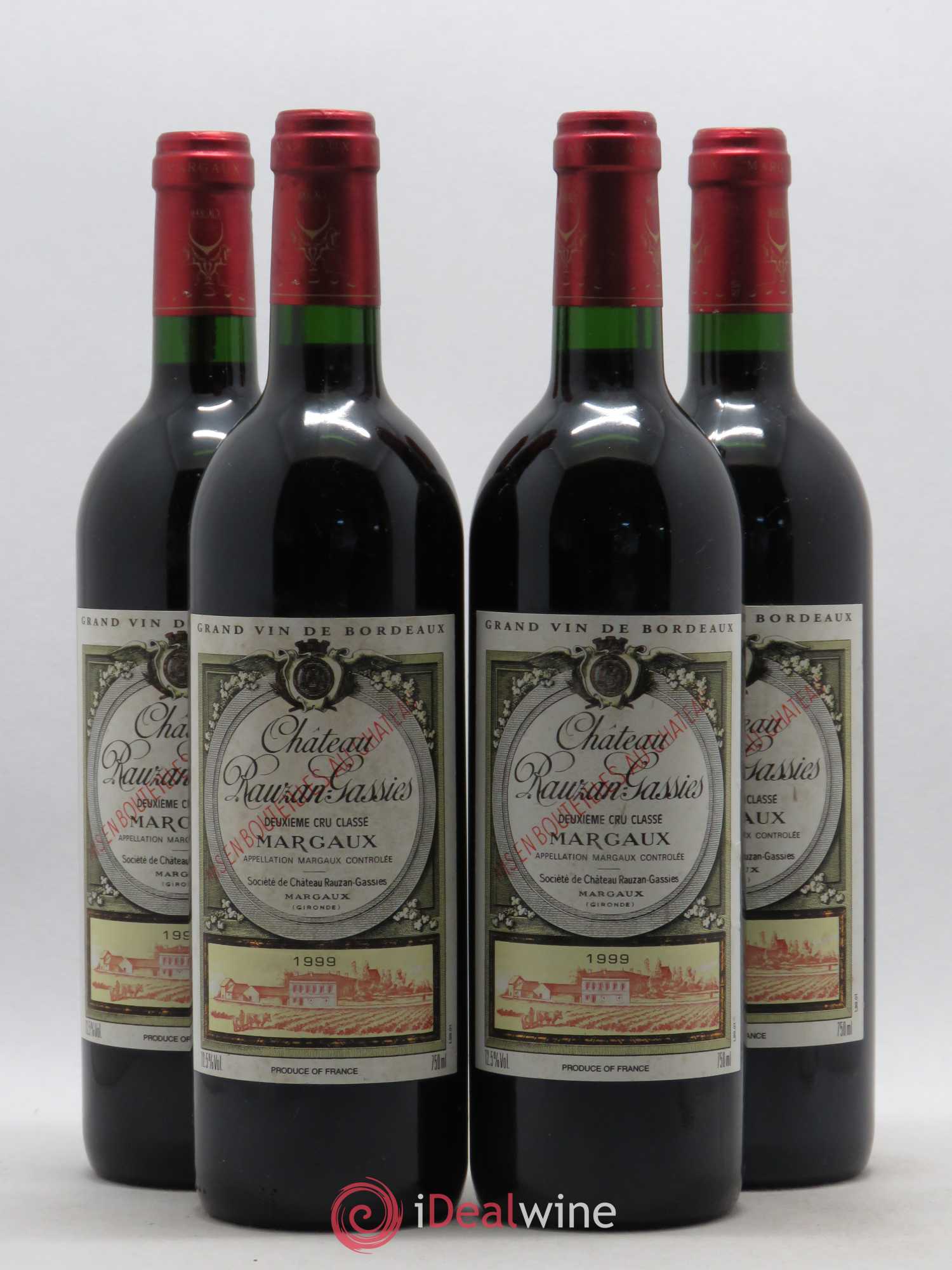 Château Rauzan-Gassies 2ème Grand Cru Classé 1999 - Lot de 4 bouteilles - 0