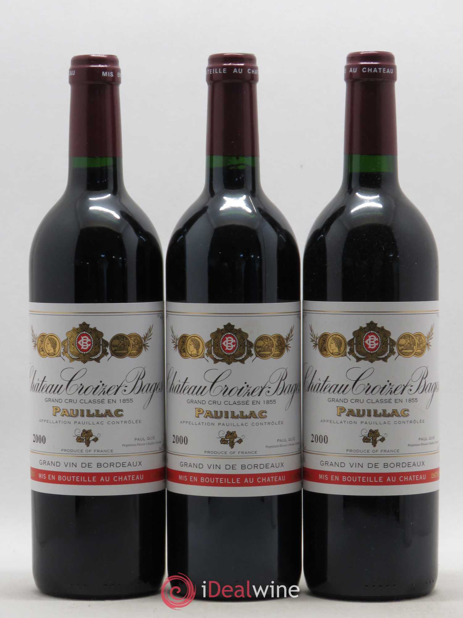 Château Croizet Bages 5ème Grand Cru Classé 2000 - Lot de 3 bouteilles - 0
