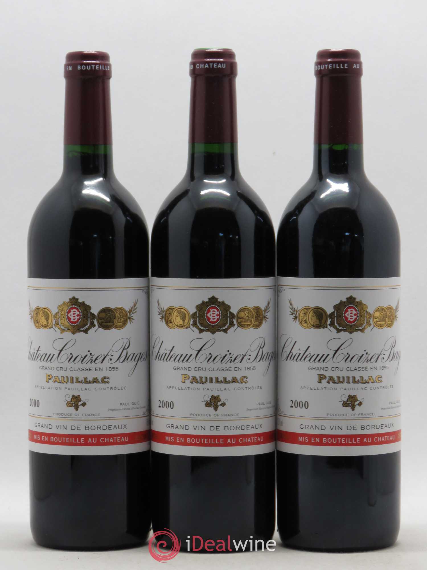 Château Croizet Bages 5ème Grand Cru Classé 2000 - Lot de 3 bouteilles - 0