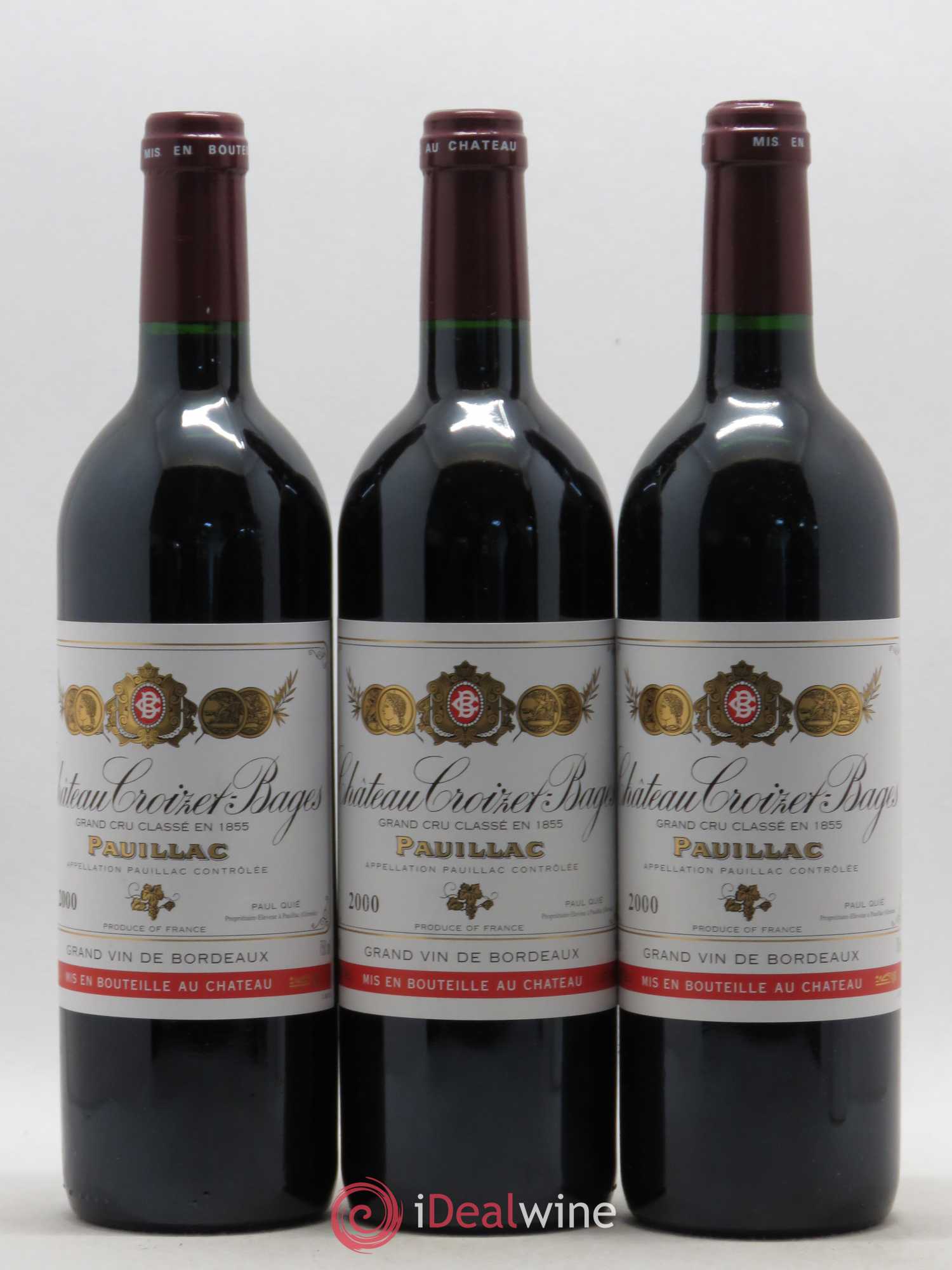 Château Croizet Bages 5ème Grand Cru Classé 2000 - Lot de 3 bouteilles - 0