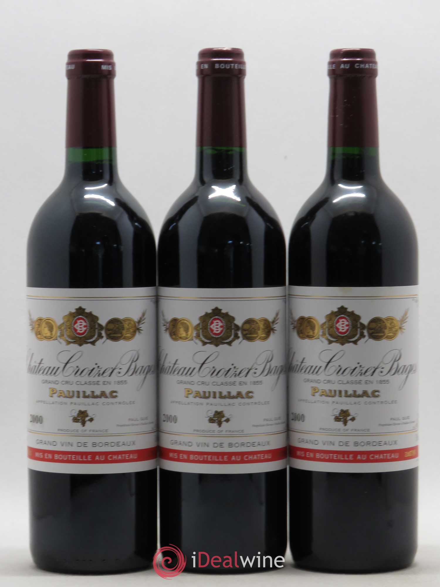 Château Croizet Bages 5ème Grand Cru Classé 2000 - Lot de 3 bouteilles - 0