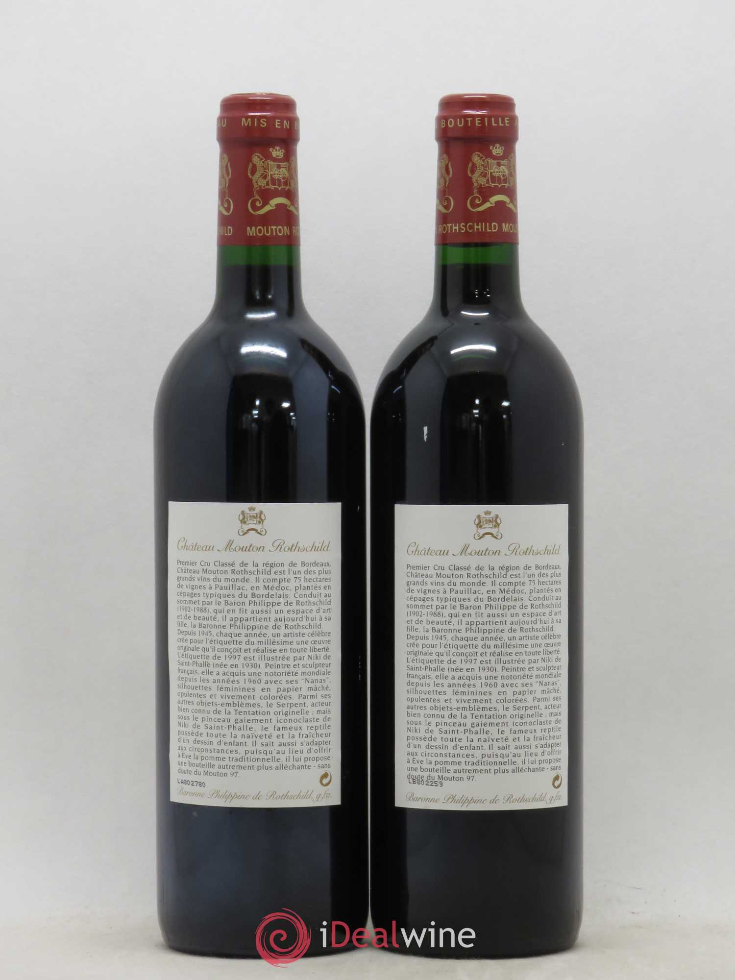 Château Mouton Rothschild 1er Grand Cru Classé 1997 - Lot de 2 bouteilles - 1