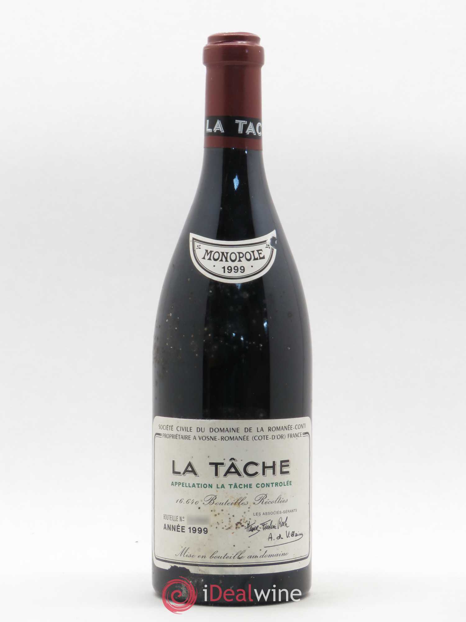 La Tâche Grand Cru Domaine de la Romanée-Conti 1999 - Lot de 1 bouteille - 0