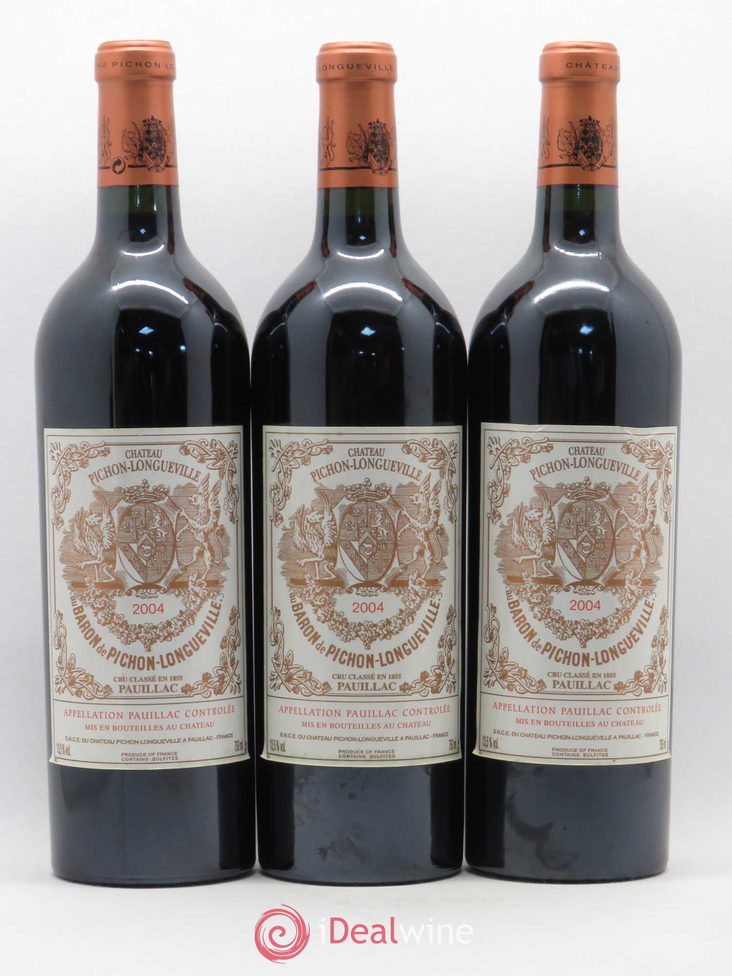 Pichon Longueville Baron 2ème Grand Cru Classé 2004 - Lot de 3 bouteilles - 0