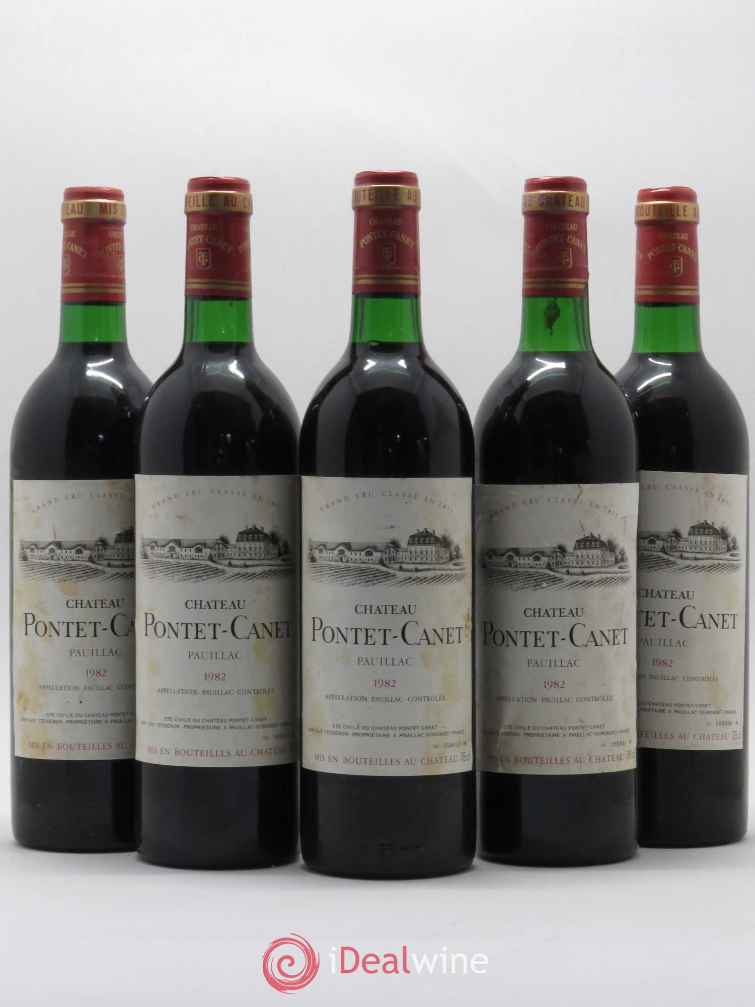 Château Pontet Canet 5ème Grand Cru Classé 1982 - Lot de 5 bouteilles - 0