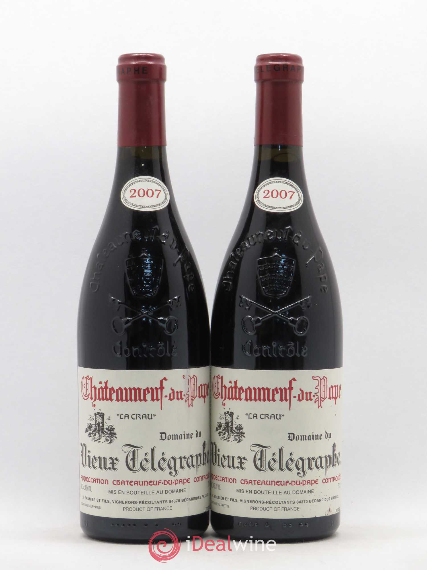 Châteauneuf-du-Pape Vieux Télégraphe (Domaine du) Vignobles Brunier 2007 - Lot de 2 bouteilles - 0