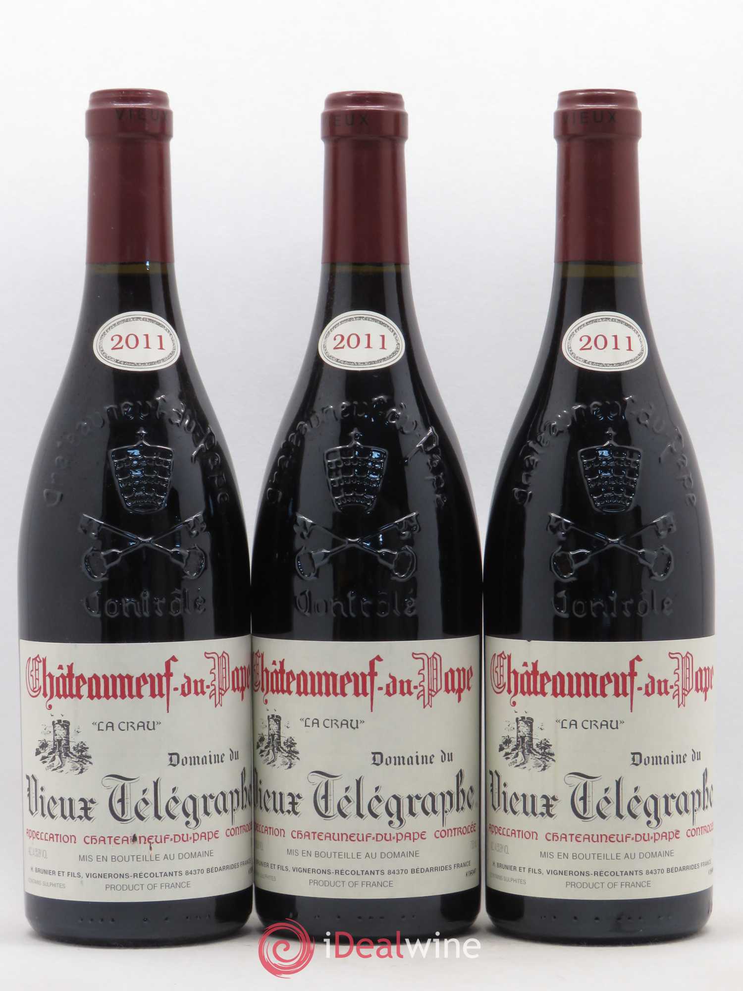 Châteauneuf-du-Pape Vieux Télégraphe (Domaine du) Vignobles Brunier 2011 - Lot de 3 bouteilles - 0