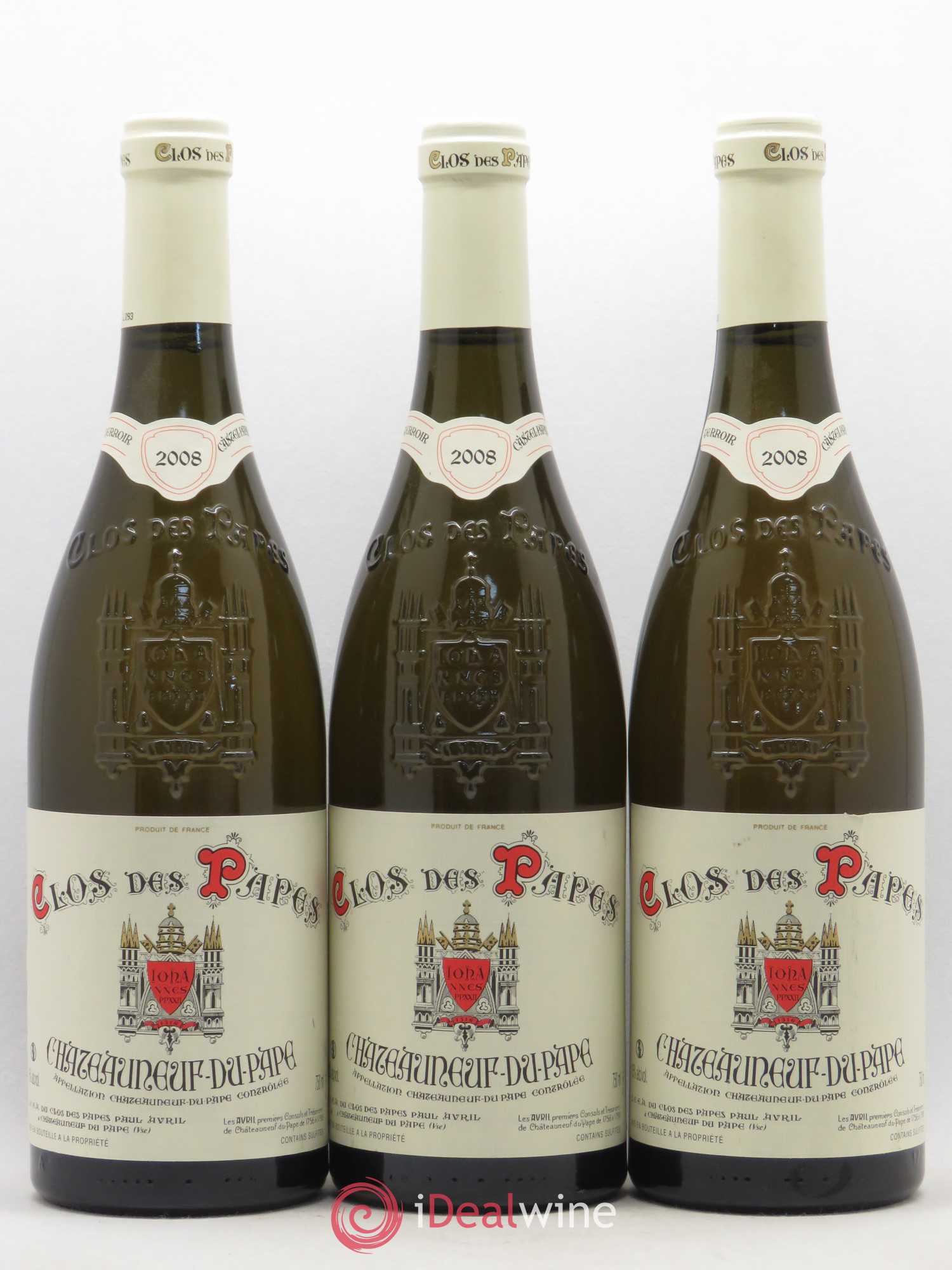 Châteauneuf-du-Pape Clos des Papes - Paul Avril 2008 - Lot de 3 bouteilles - 0