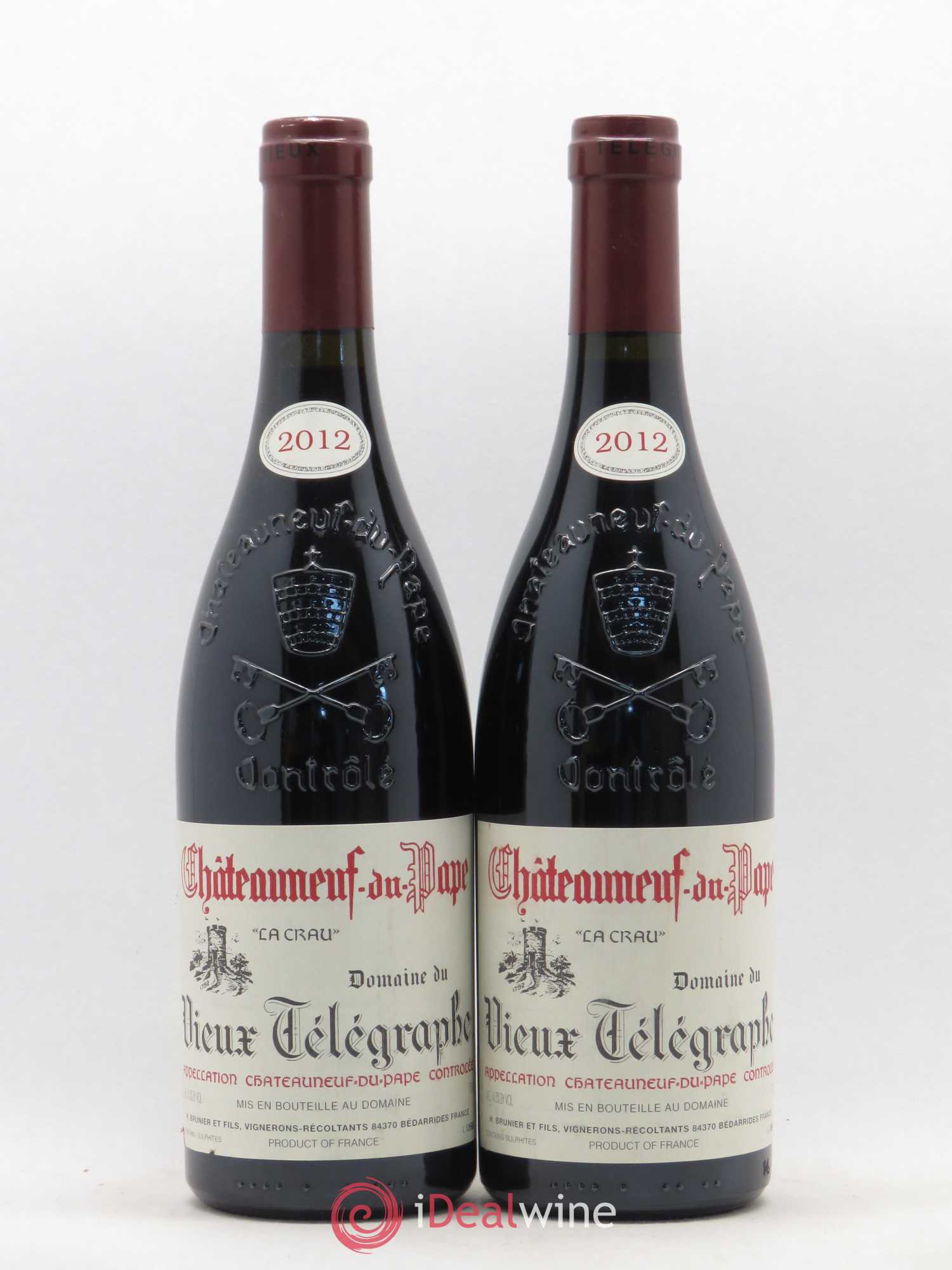 Châteauneuf-du-Pape Vieux Télégraphe (Domaine du) Vignobles Brunier 2012 - Lot de 2 bouteilles - 0
