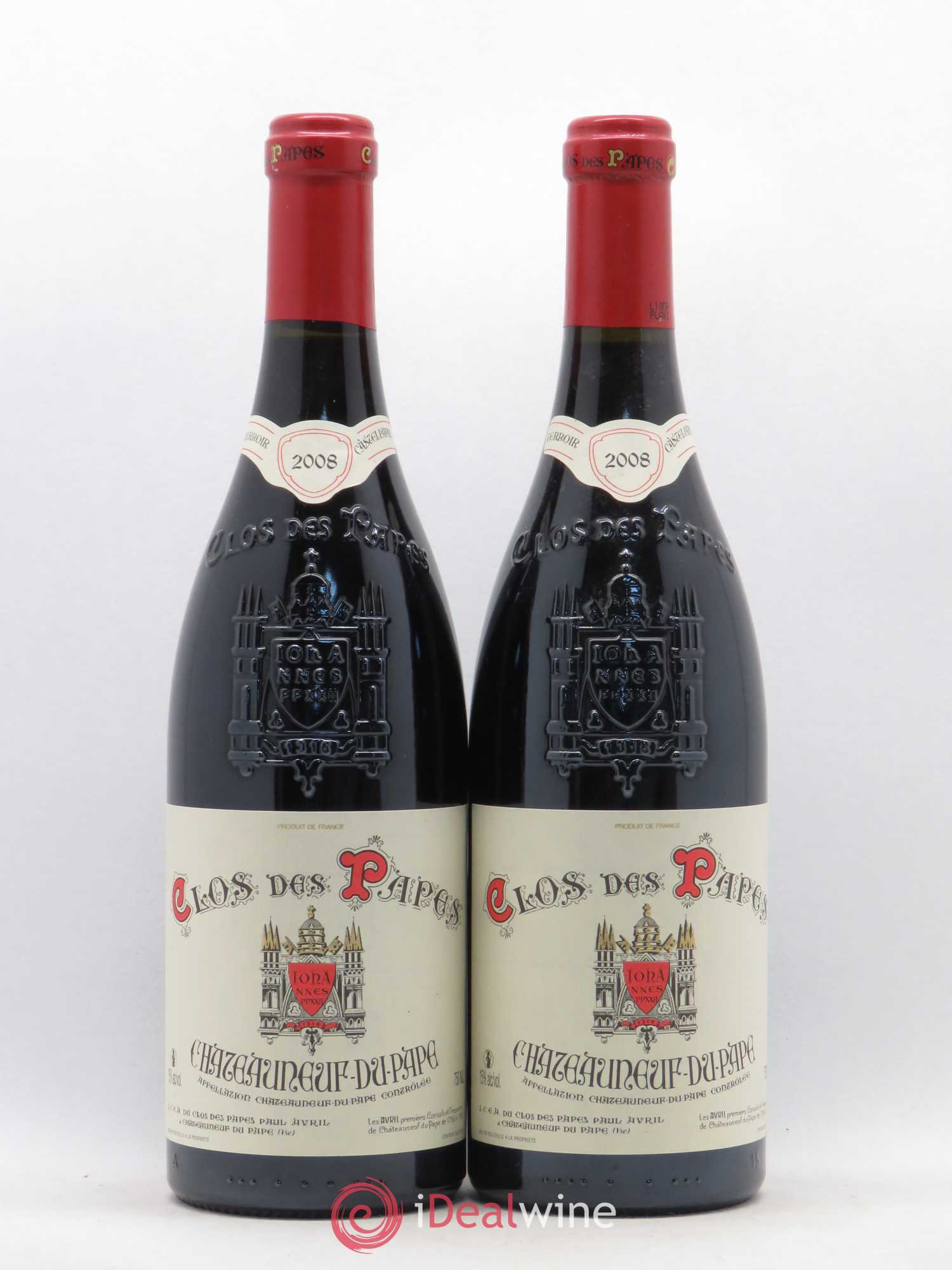 Châteauneuf-du-Pape Clos des Papes - Paul Avril 2008 - Lot de 2 bouteilles - 0