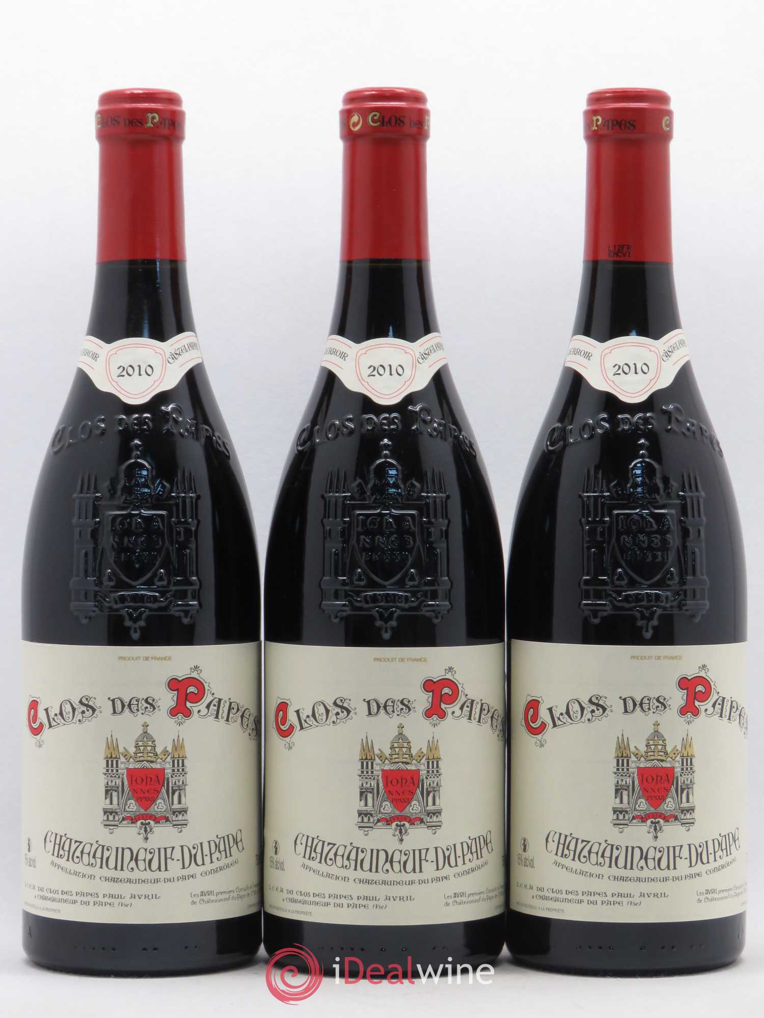 Châteauneuf-du-Pape Clos des Papes - Paul Avril 2010 - Lot de 3 bouteilles - 0