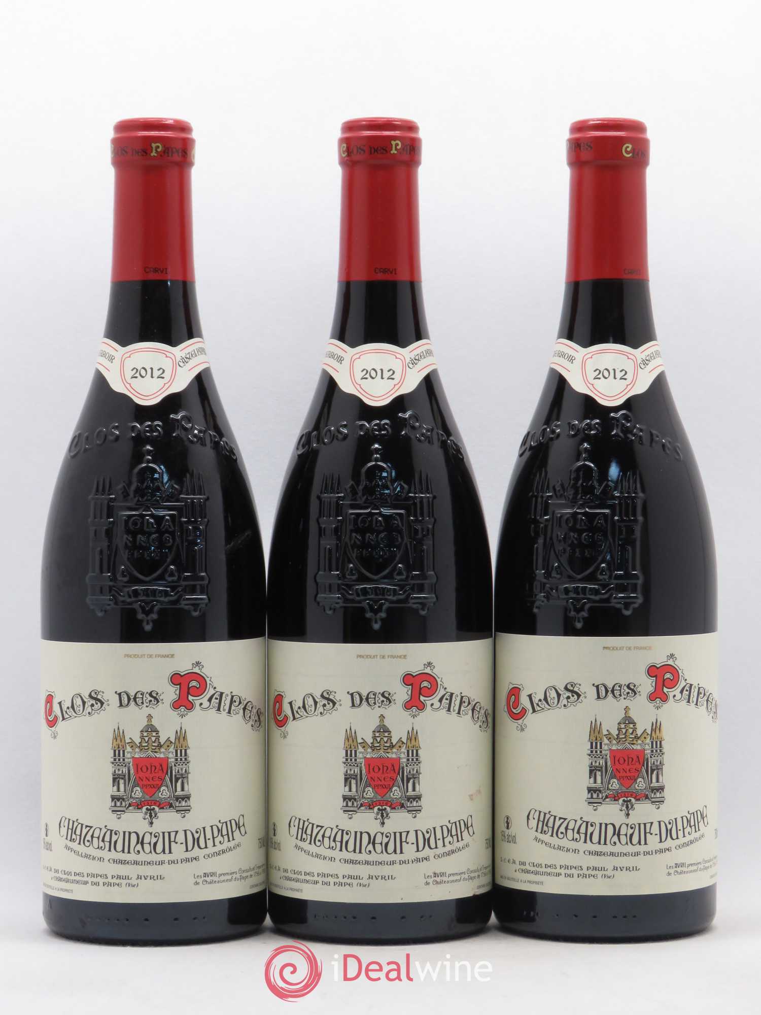 Châteauneuf-du-Pape Clos des Papes - Paul Avril 2012 - Lot de 3 bouteilles - 0