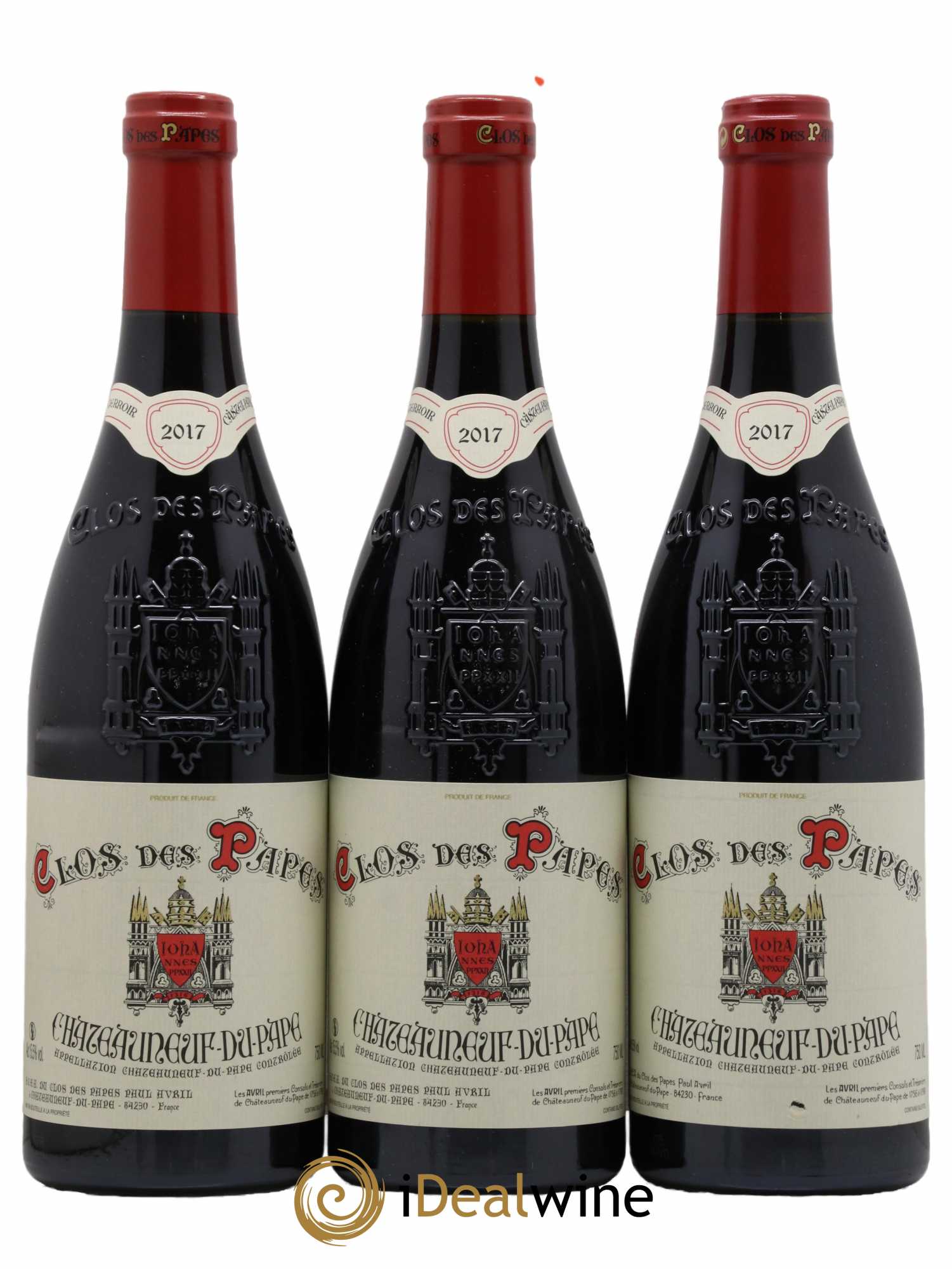 Châteauneuf-du-Pape Clos des Papes - Paul Avril 2017 - Lot de 3 bouteilles - 0
