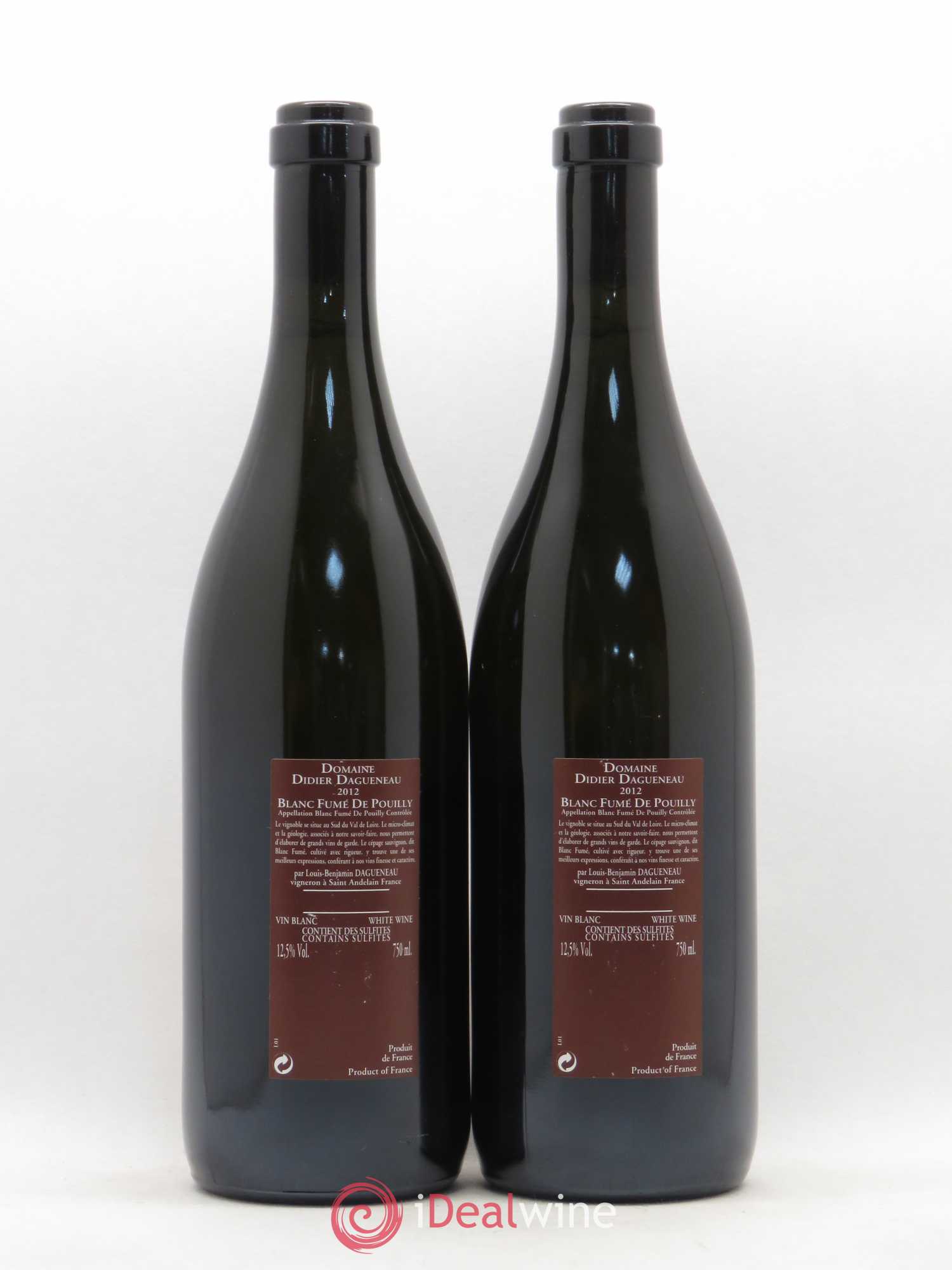 Vin de France (anciennement Pouilly-Fumé) Pur Sang Dagueneau (Domaine Didier - Louis-Benjamin) 2012 - Lot de 2 bouteilles - 1