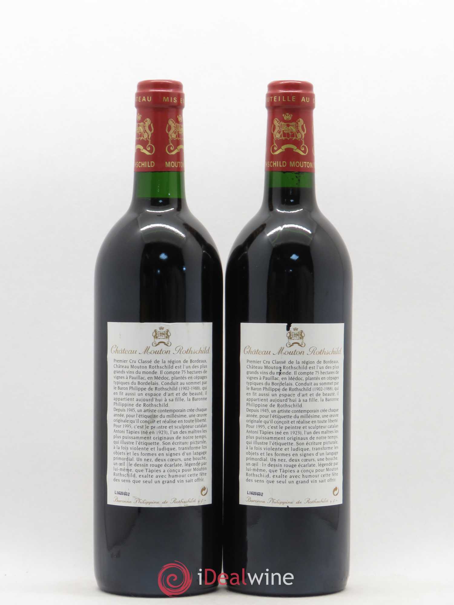 Château Mouton Rothschild 1er Grand Cru Classé 1995 - Lot de 2 bouteilles - 1