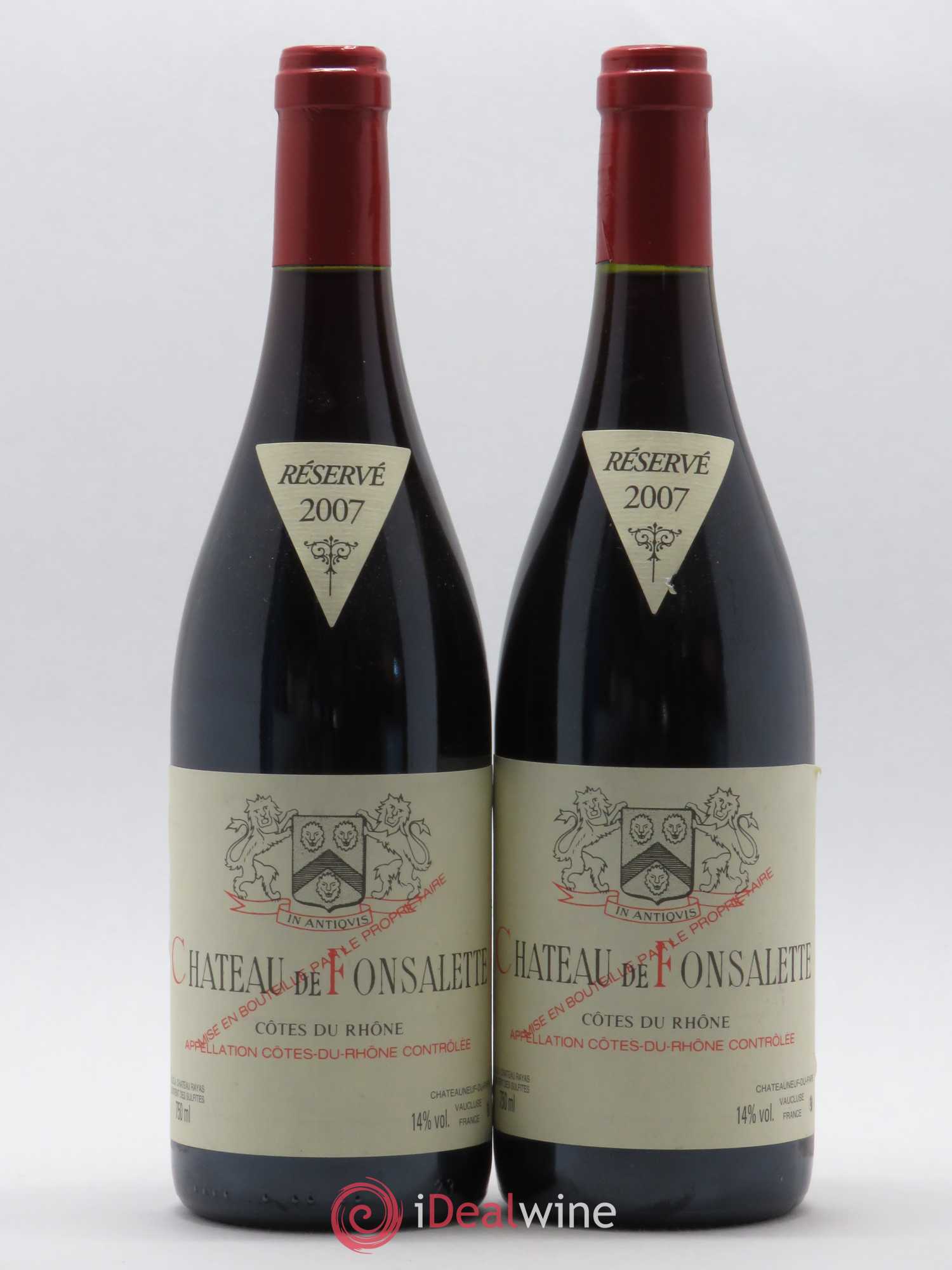 Côtes-du-Rhône Château de Fonsalette Emmanuel Reynaud 2007 - Lot de 2 bouteilles - 0