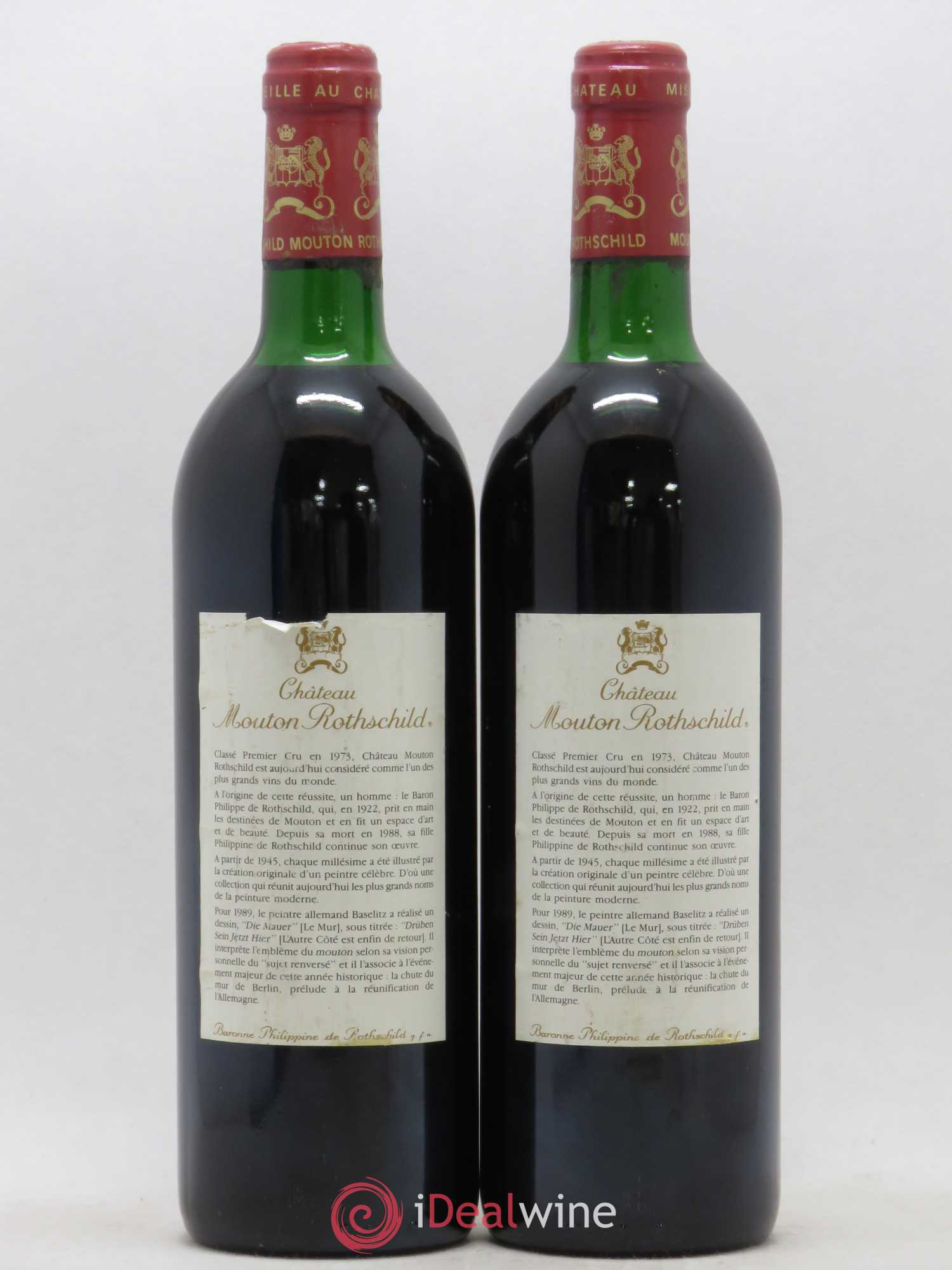 Château Mouton Rothschild 1er Grand Cru Classé 1989 - Lot de 2 bouteilles - 1