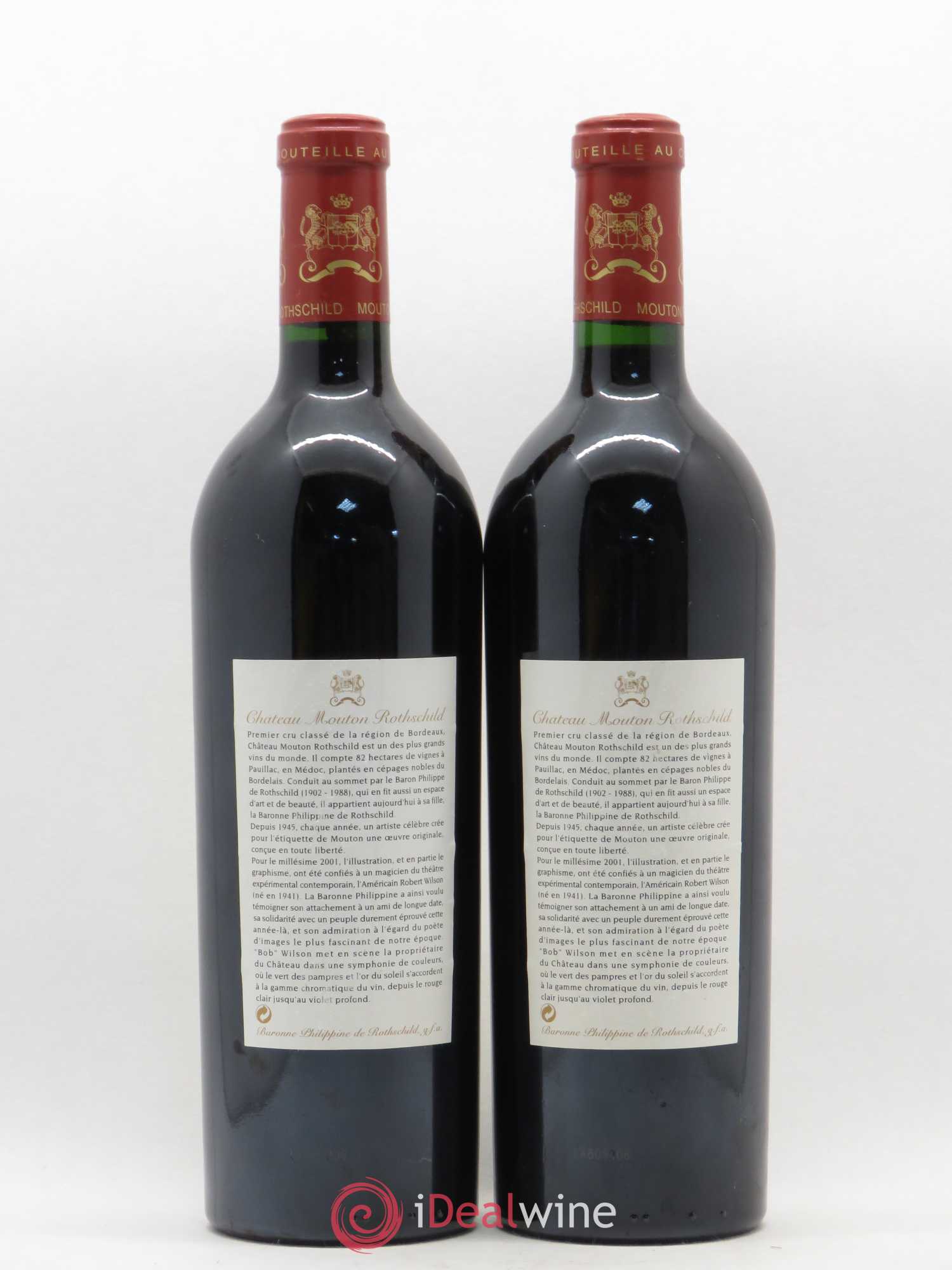 Château Mouton Rothschild 1er Grand Cru Classé 2001 - Lot de 2 bouteilles - 1
