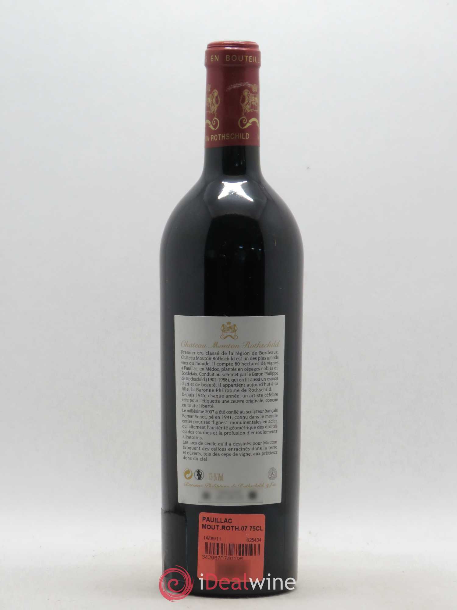 Château Mouton Rothschild 1er Grand Cru Classé 2007 - Lot de 1 bouteille - 1